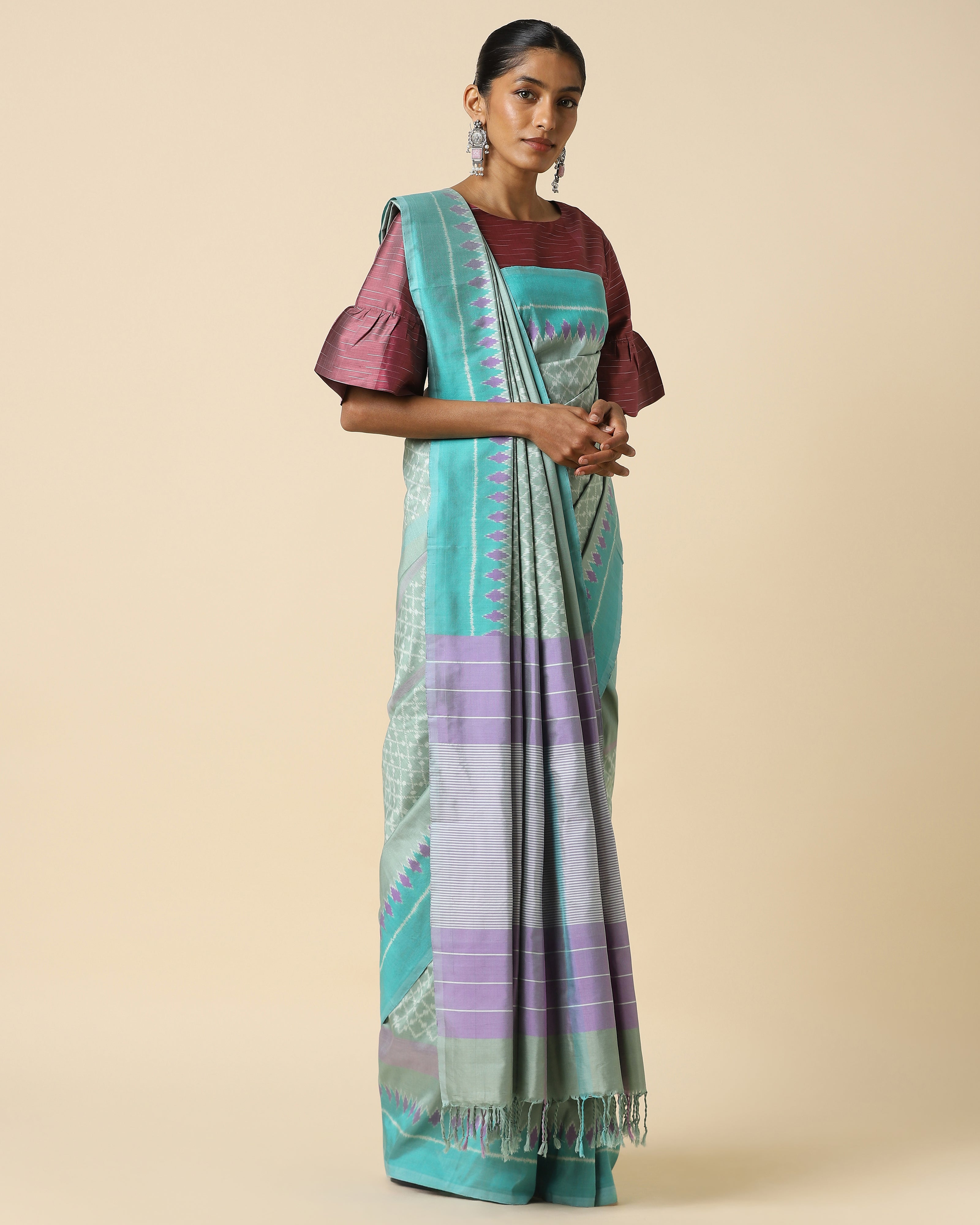 Trisja Pochampally Weft Ikat Cotton Silk Saree