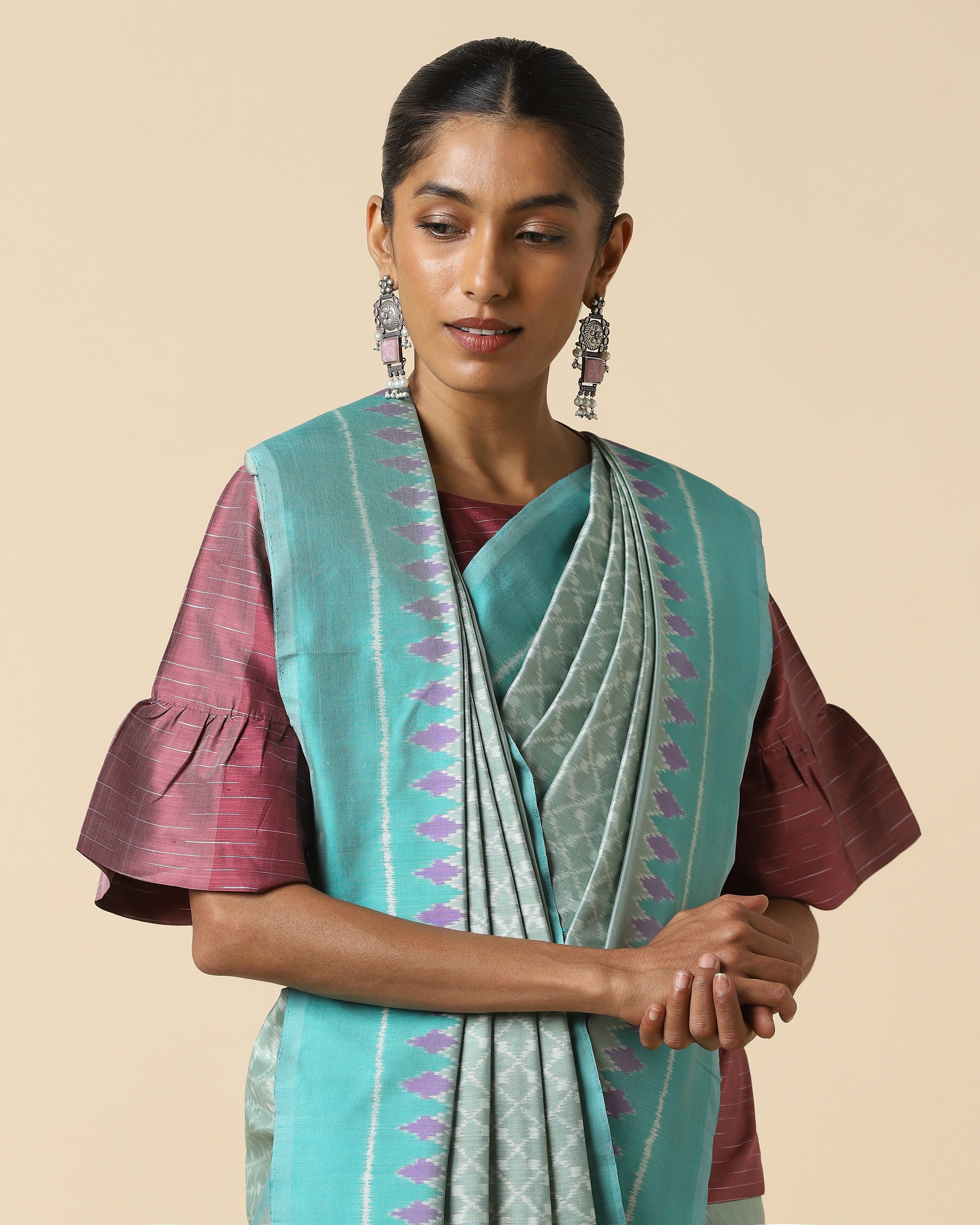 Trisja Pochampally Weft Ikat Cotton Silk Saree