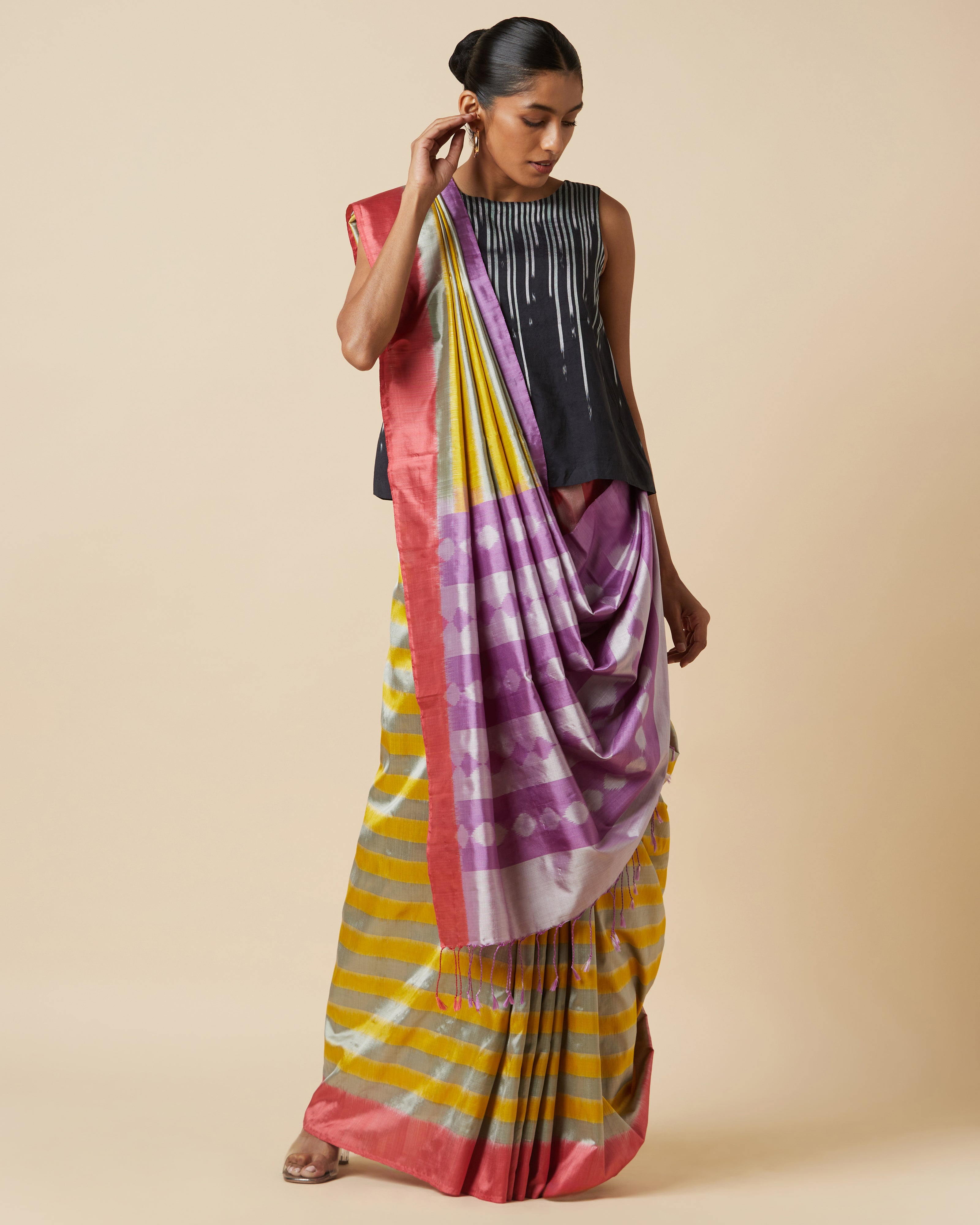 Dhriti Pochampally Weft Ikat Silk Saree