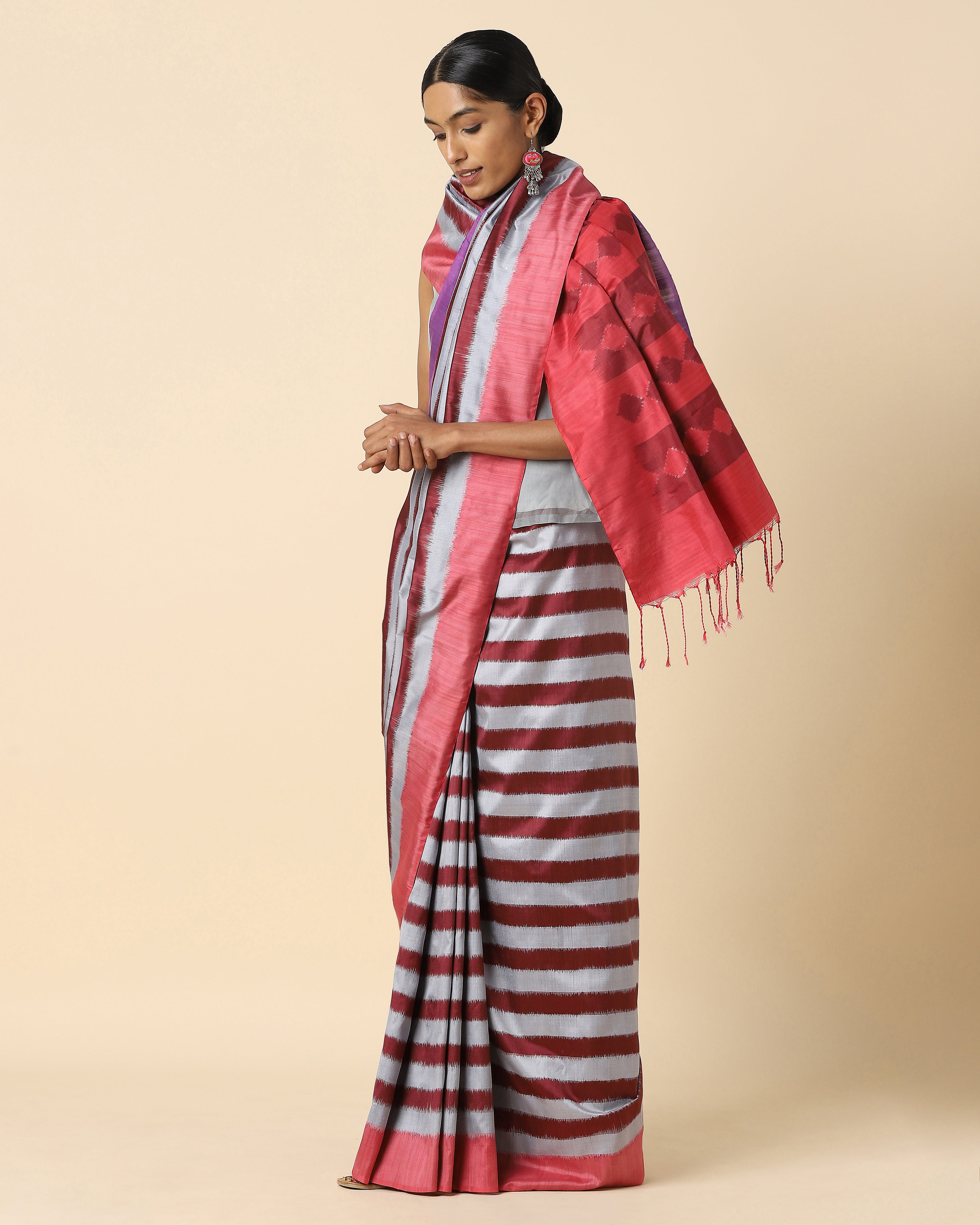 Dhriti Pochampally Weft Ikat Silk Saree