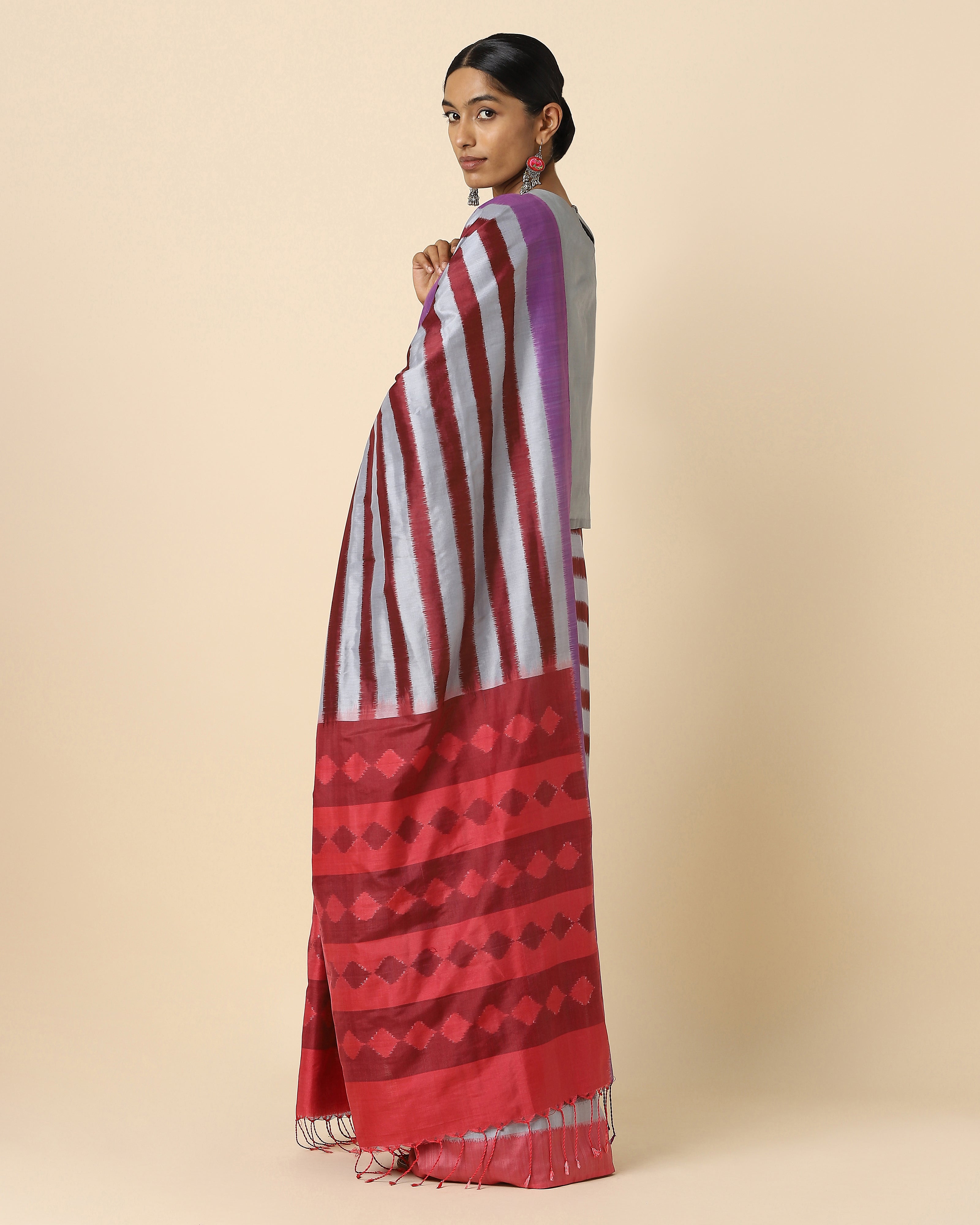 Dhriti Pochampally Weft Ikat Silk Saree