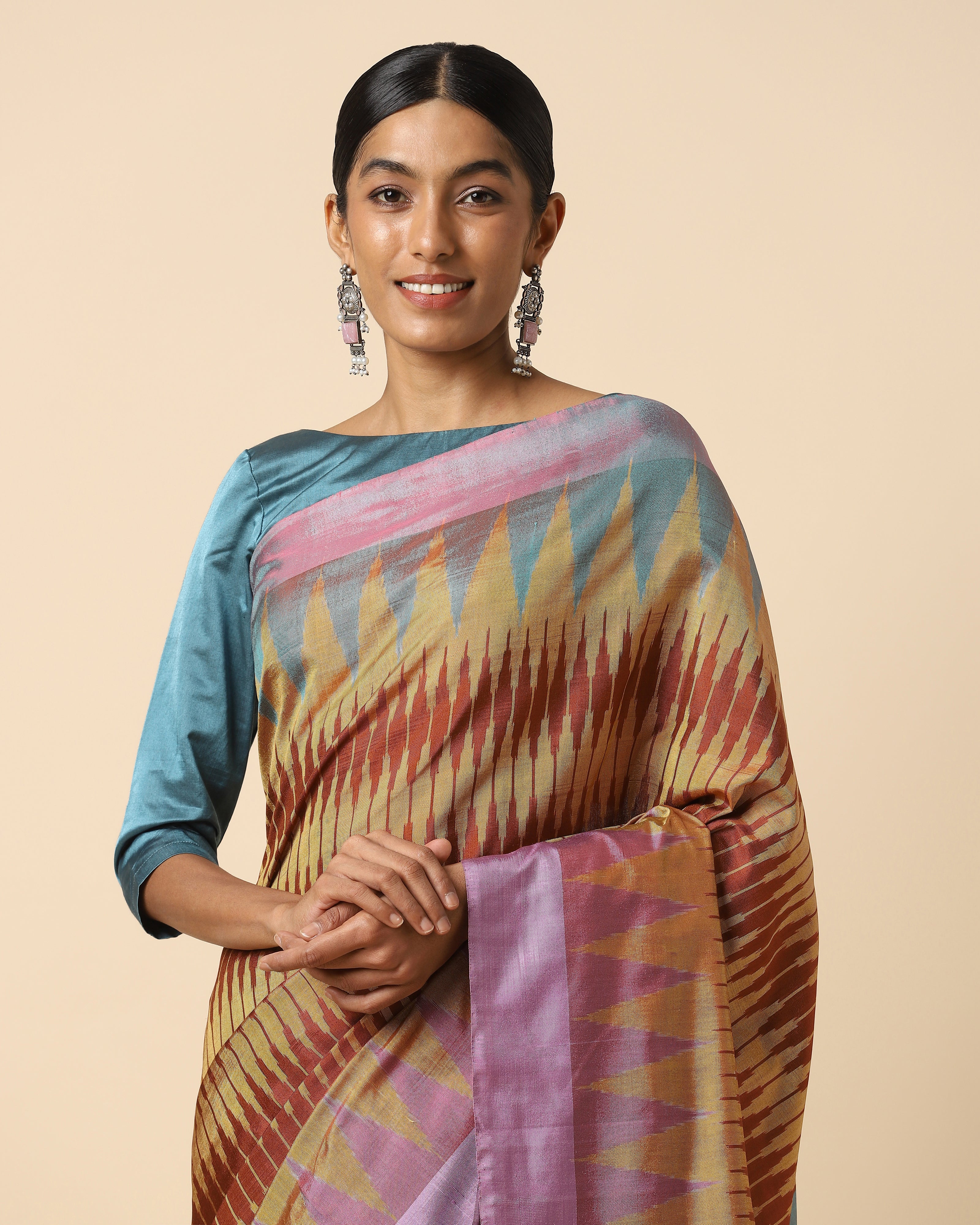 Aabirah Pochampally Weft Ikat Silk Saree