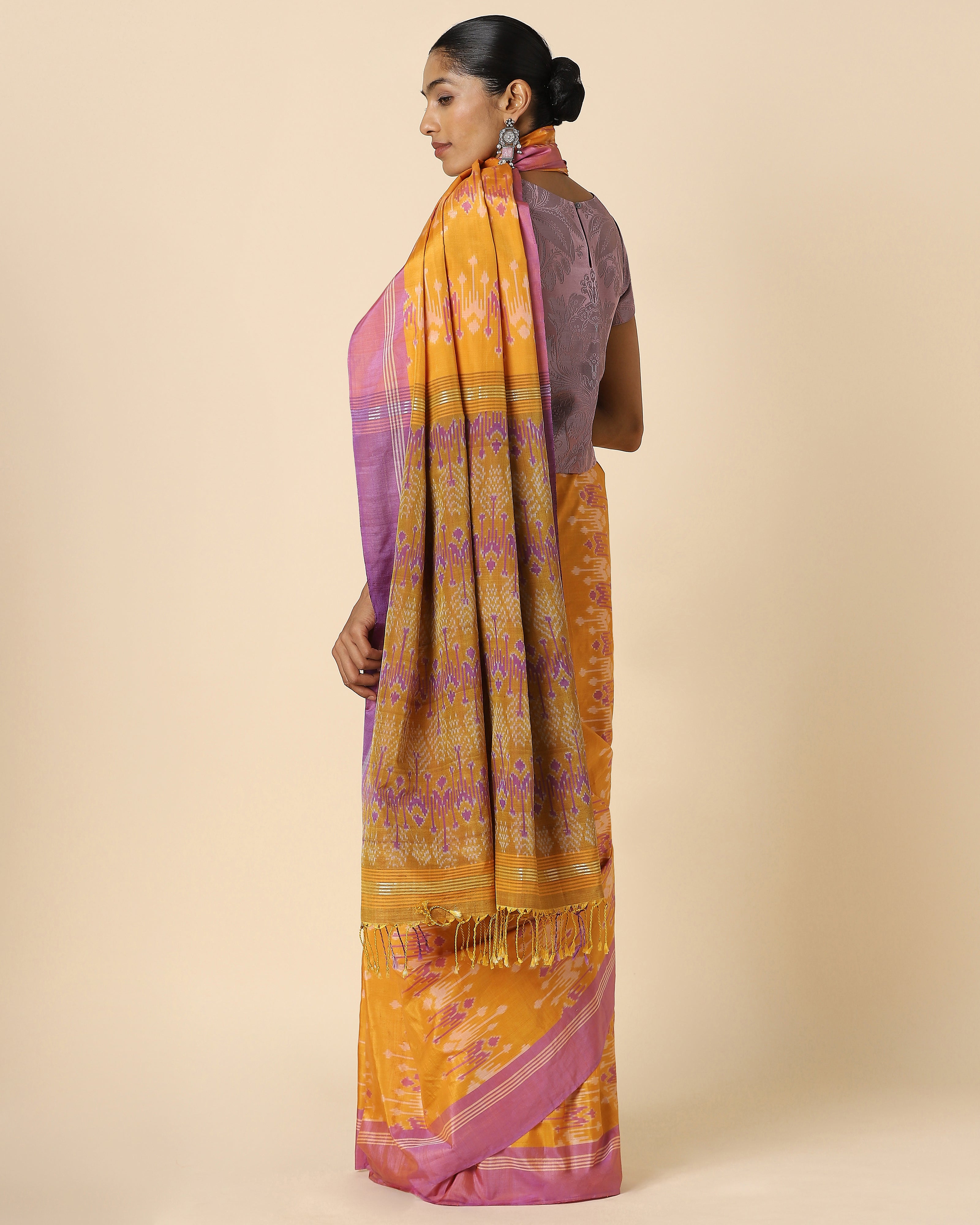 Naisha Pochampally Warp Ikat Silk Cotton Saree