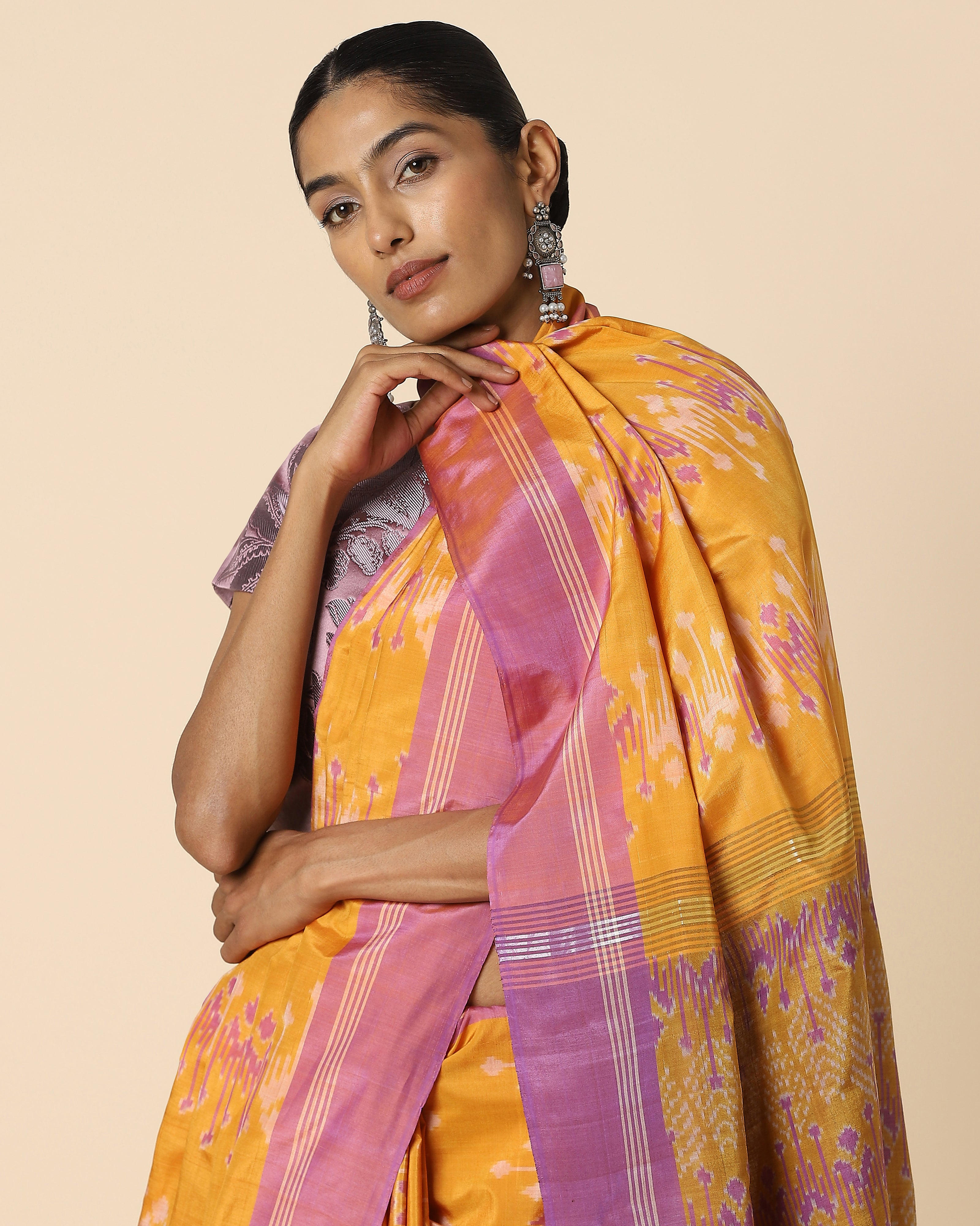 Naisha Pochampally Warp Ikat Silk Cotton Saree