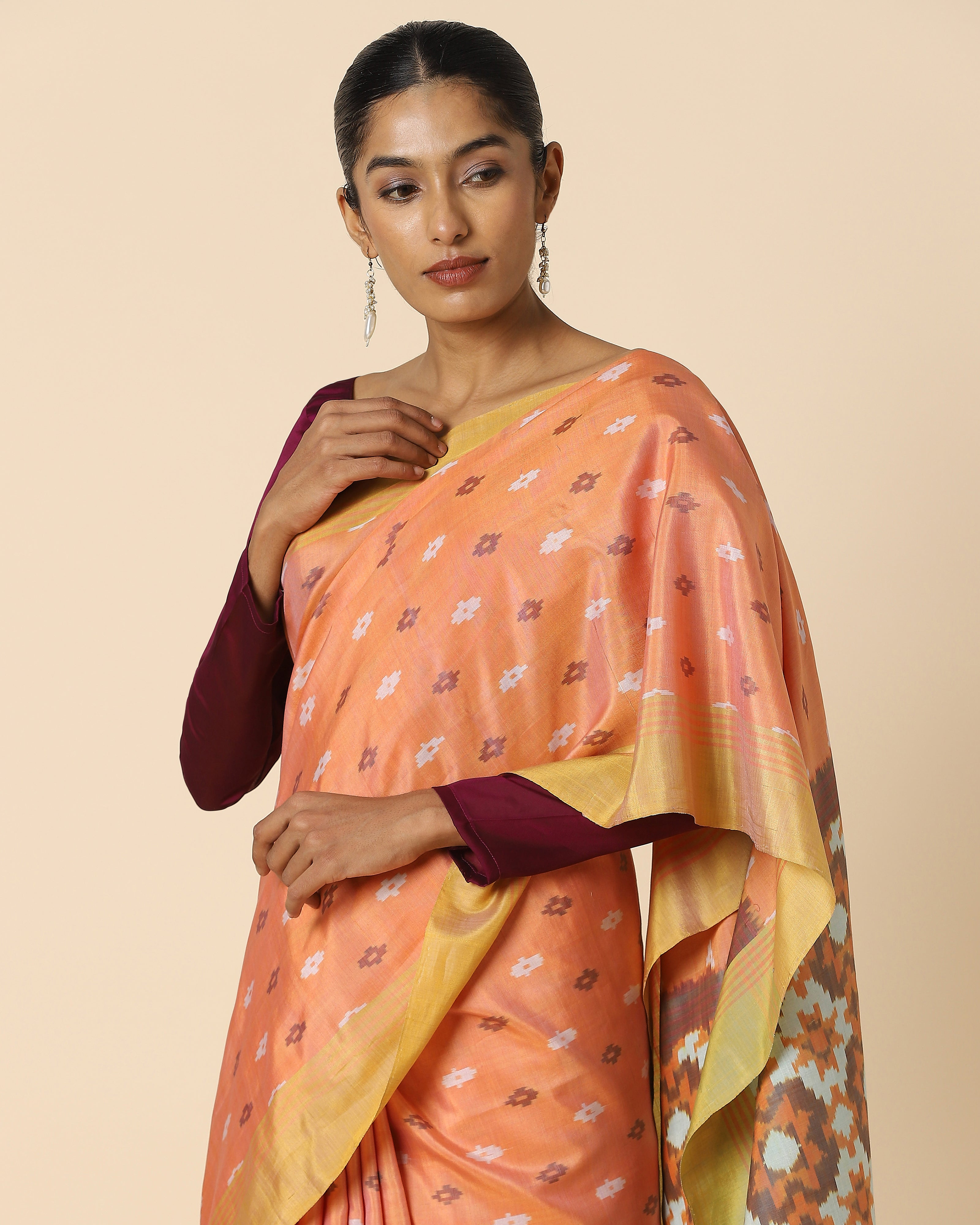 Poonam Pochampally Warp Ikat Silk Cotton Saree