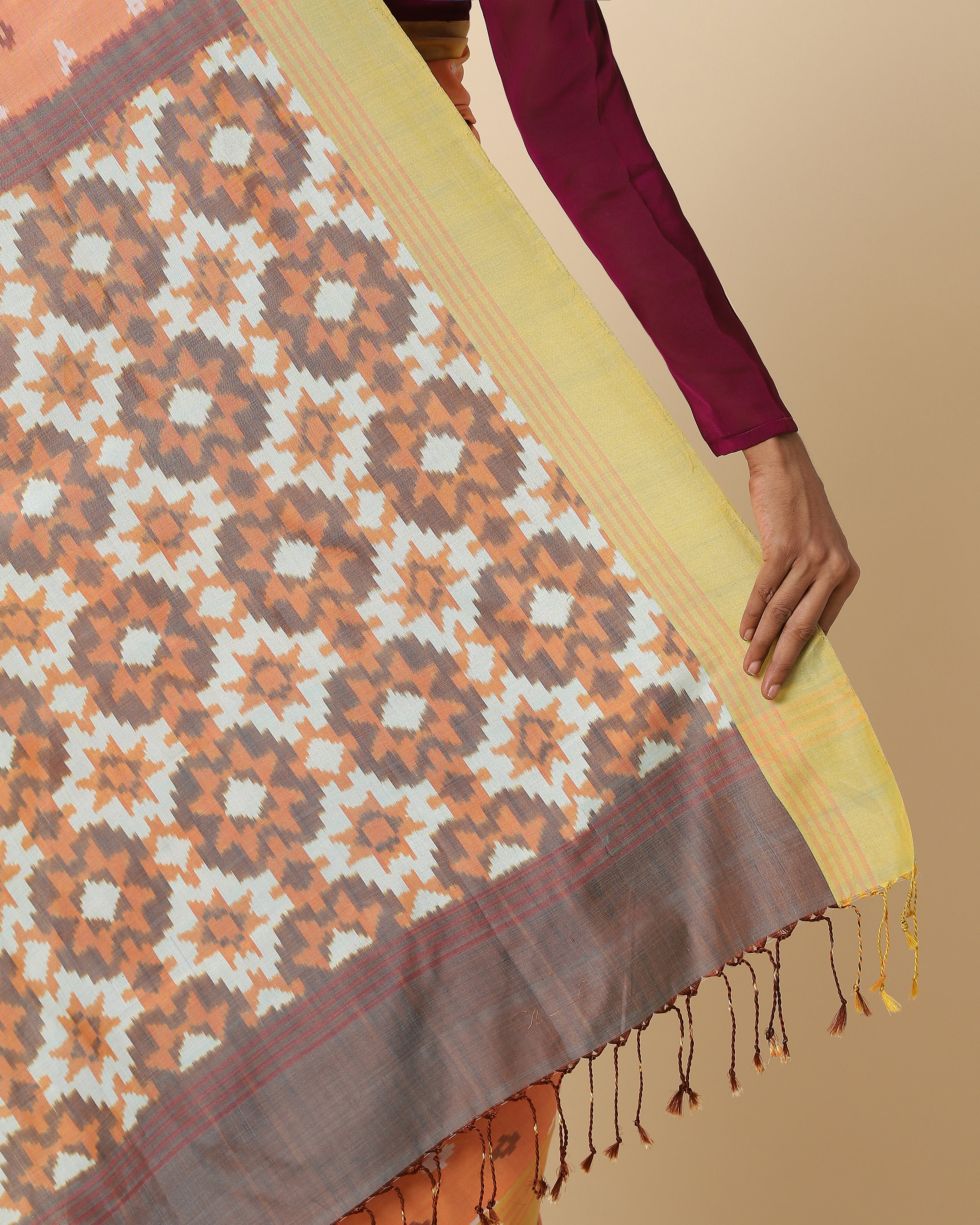 Poonam Pochampally Warp Ikat Silk Cotton Saree