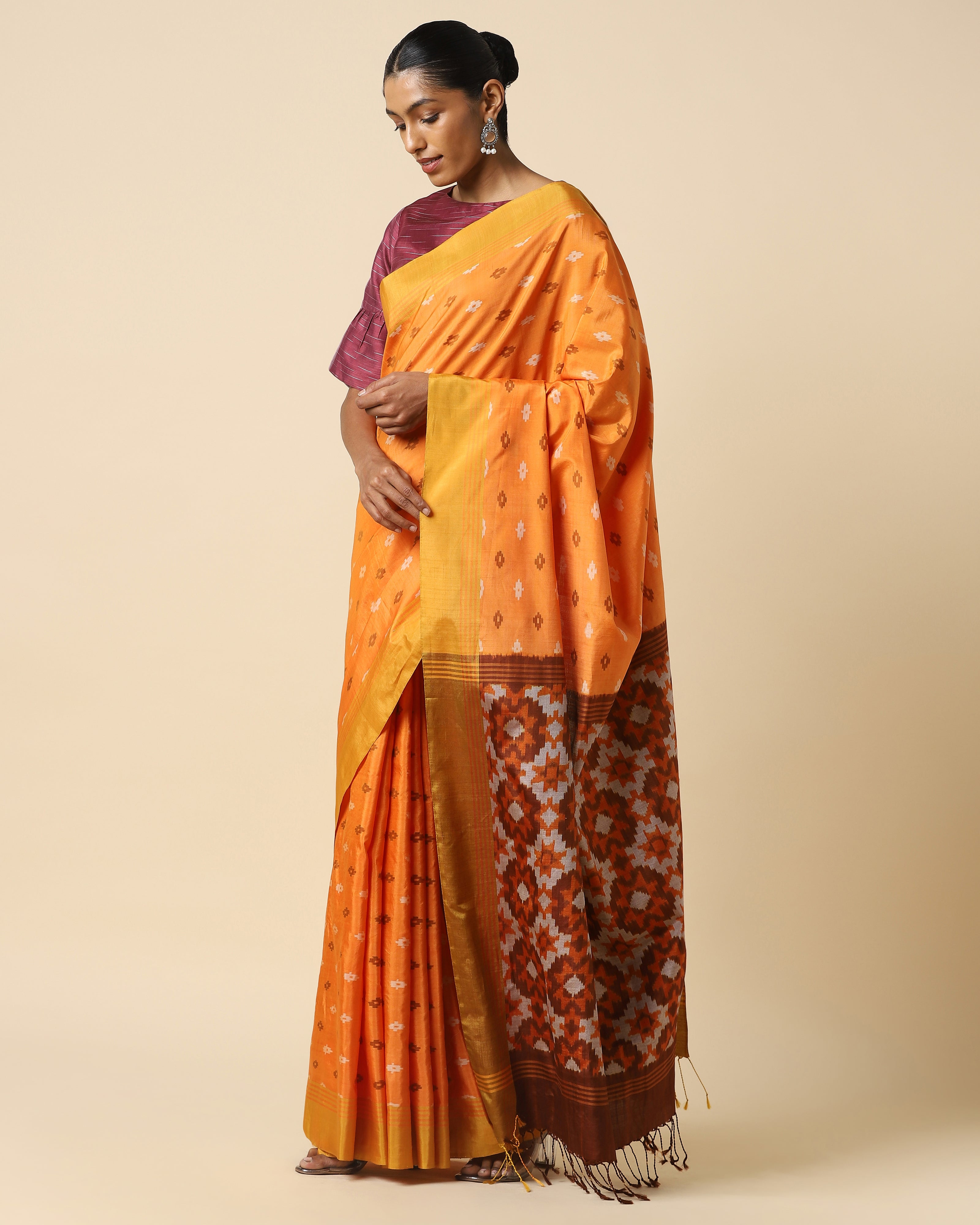 Poonam Pochampally Warp Ikat Silk Cotton Saree