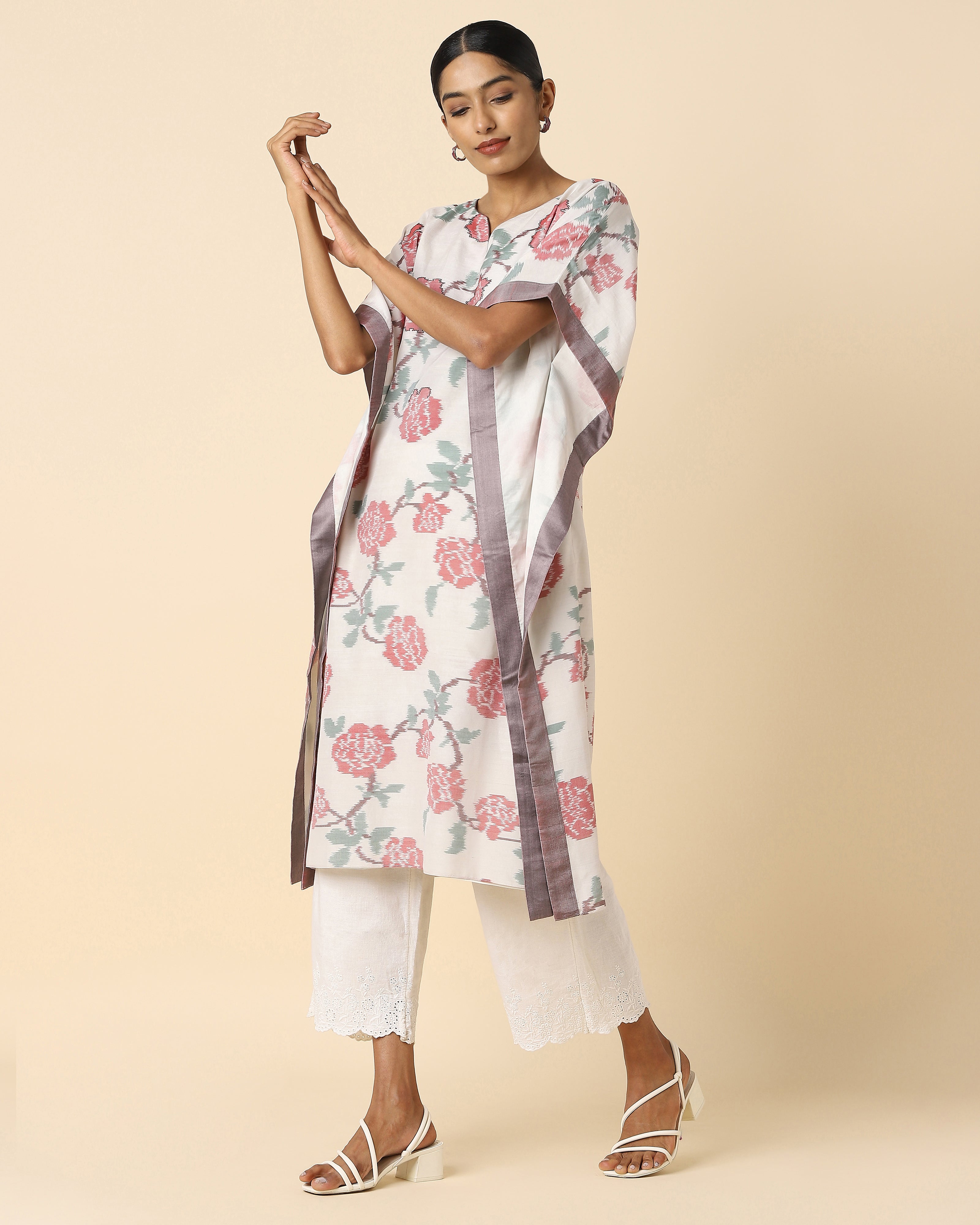 Nilaya Pochampally Weft Ikat Silk Cotton Women's Kaftan