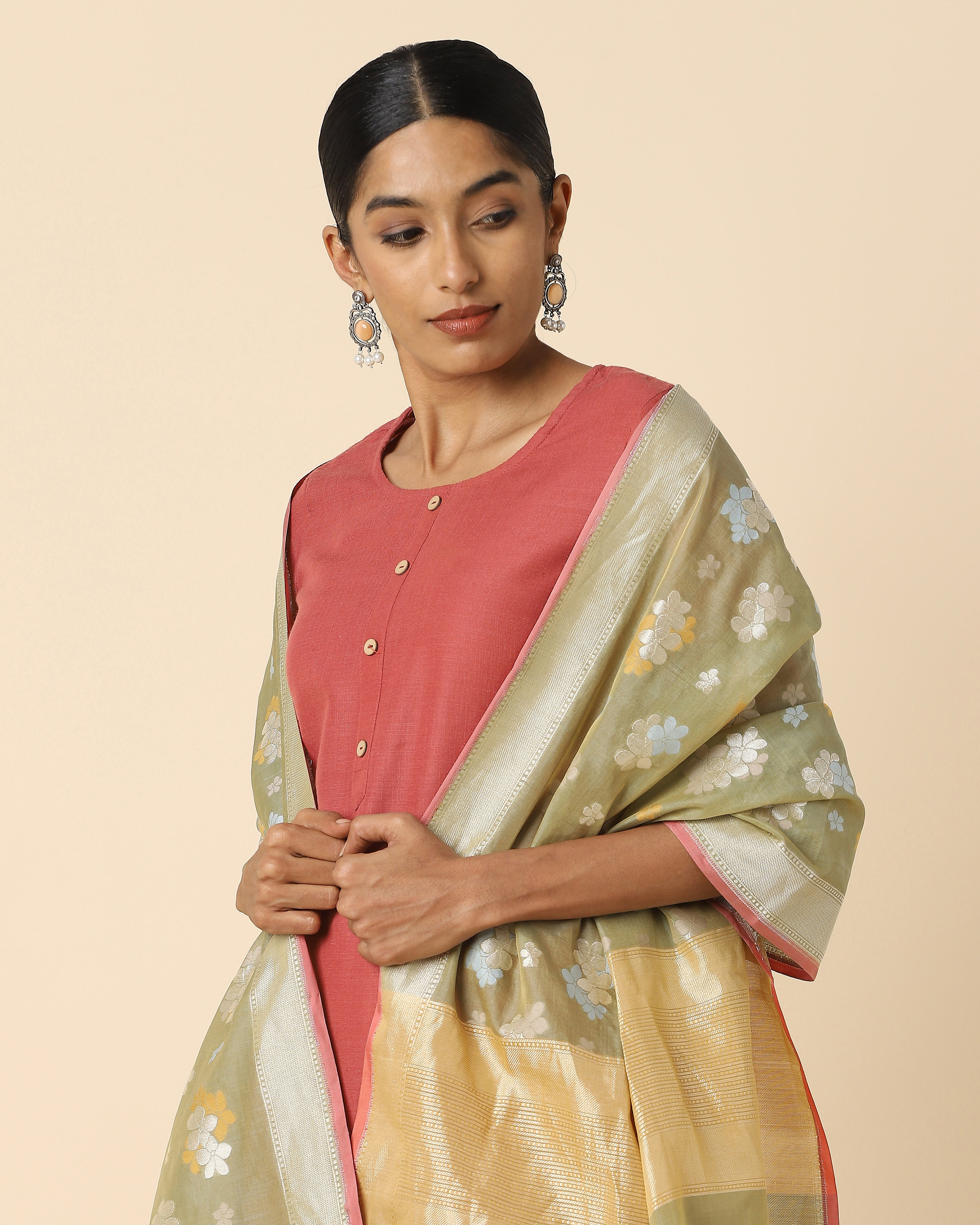 Chamba Banarasi Cutwork Silk Cotton Dupatta