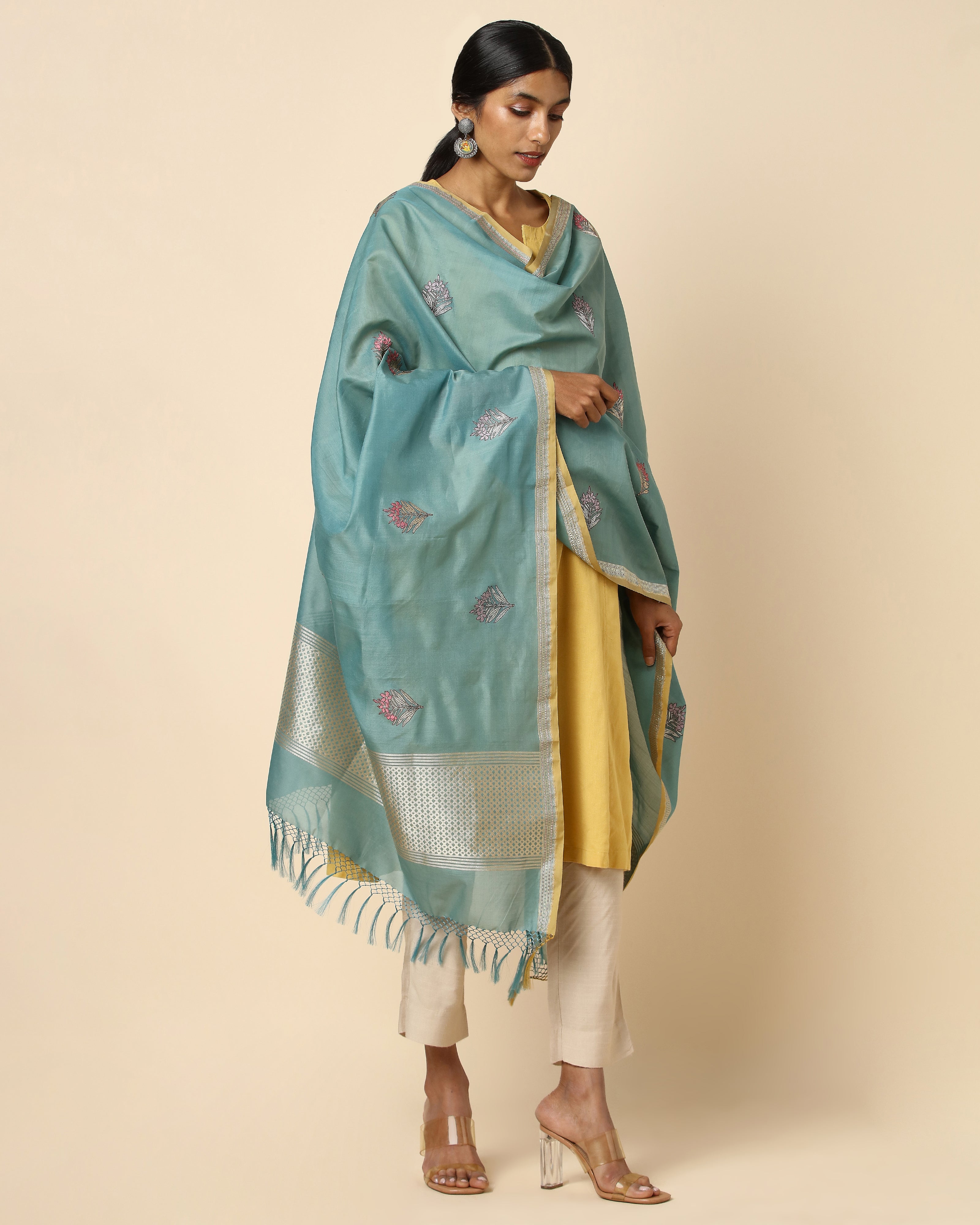 Yukta Banarasi Kadwa Silk Cotton Dupatta