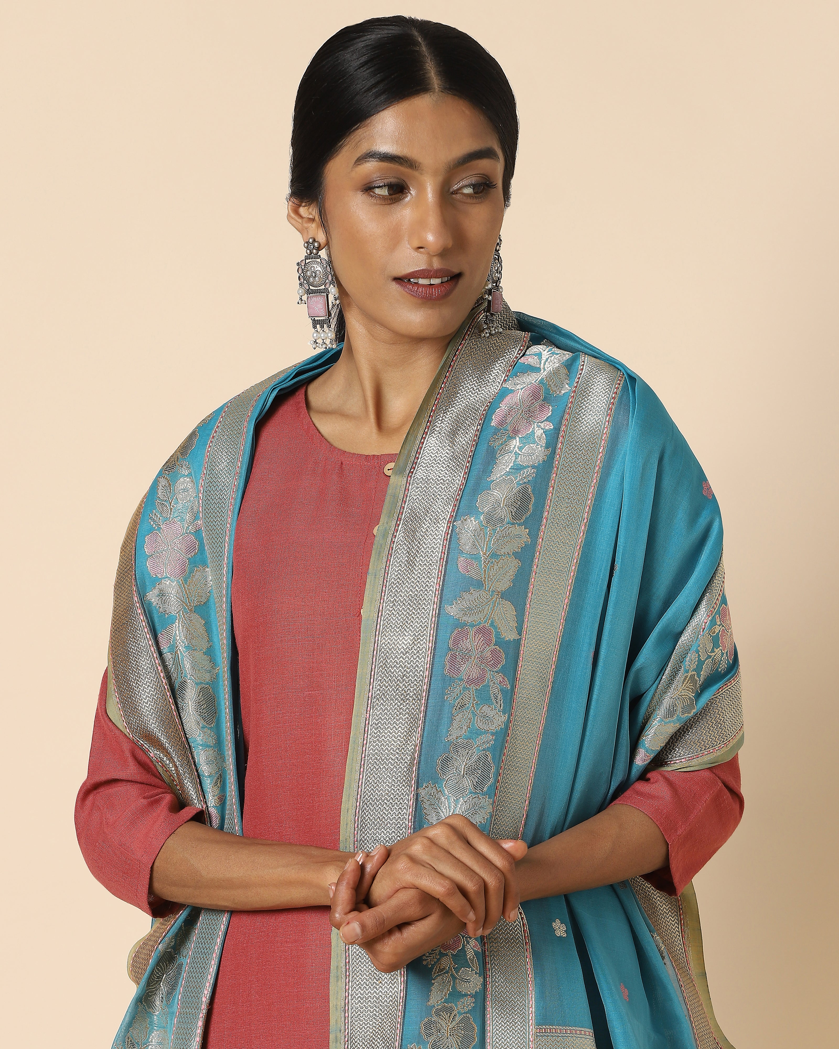 Gudhal Banarasi Kadwa Silk Cotton Dupatta