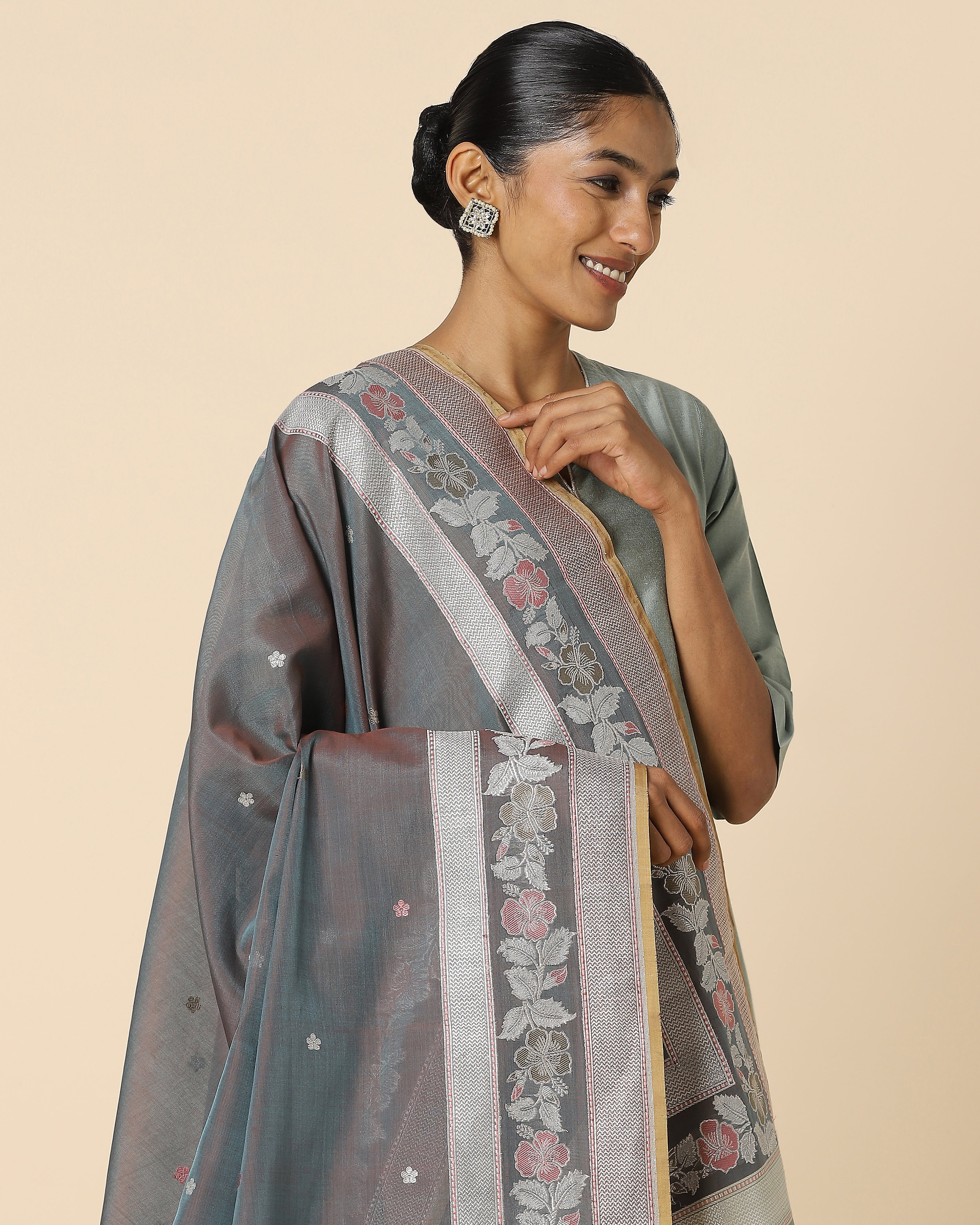 Gudhal Banarasi Kadwa Silk Cotton Dupatta