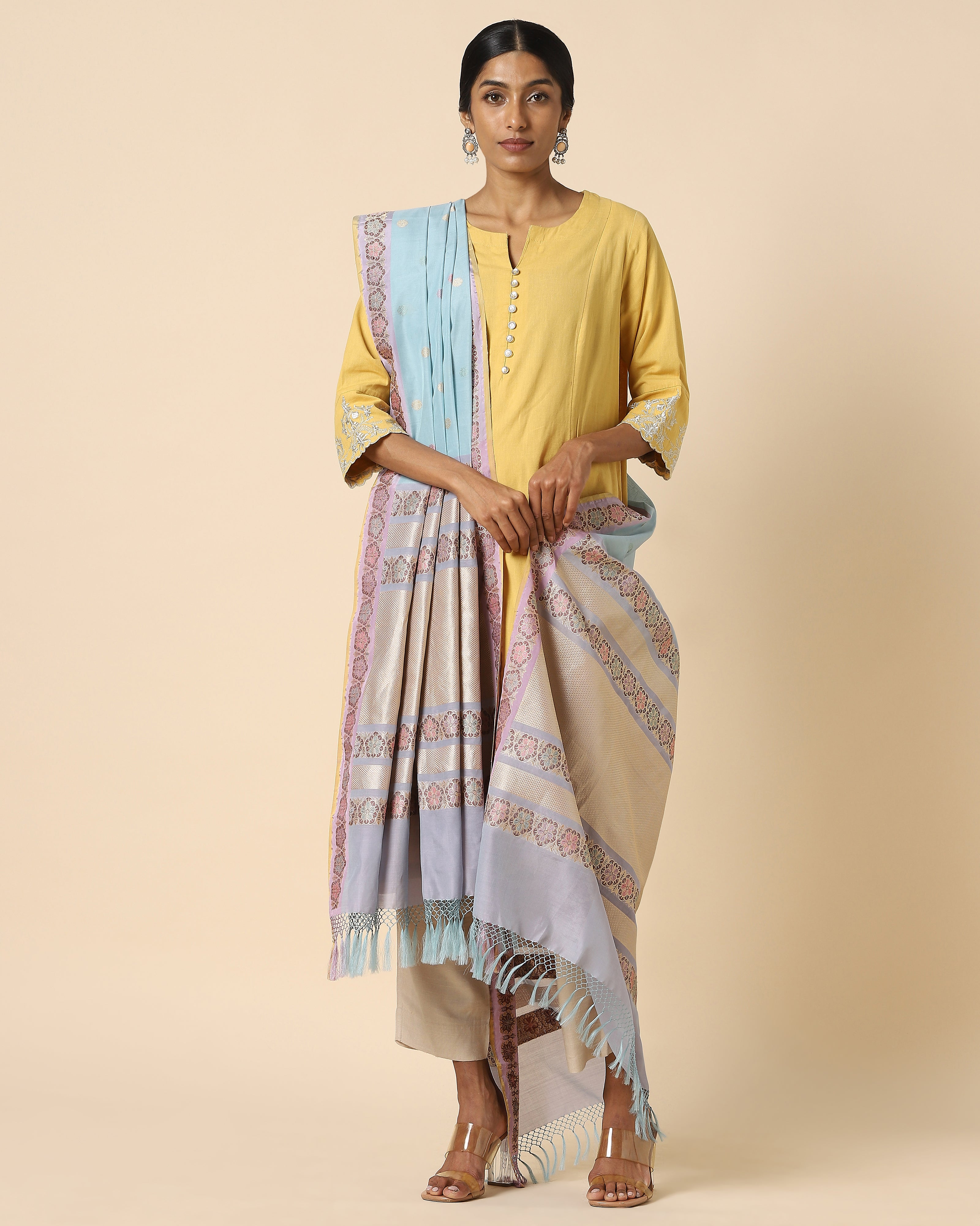 Juhee Banarasi Kadwa Silk Cotton Dupatta