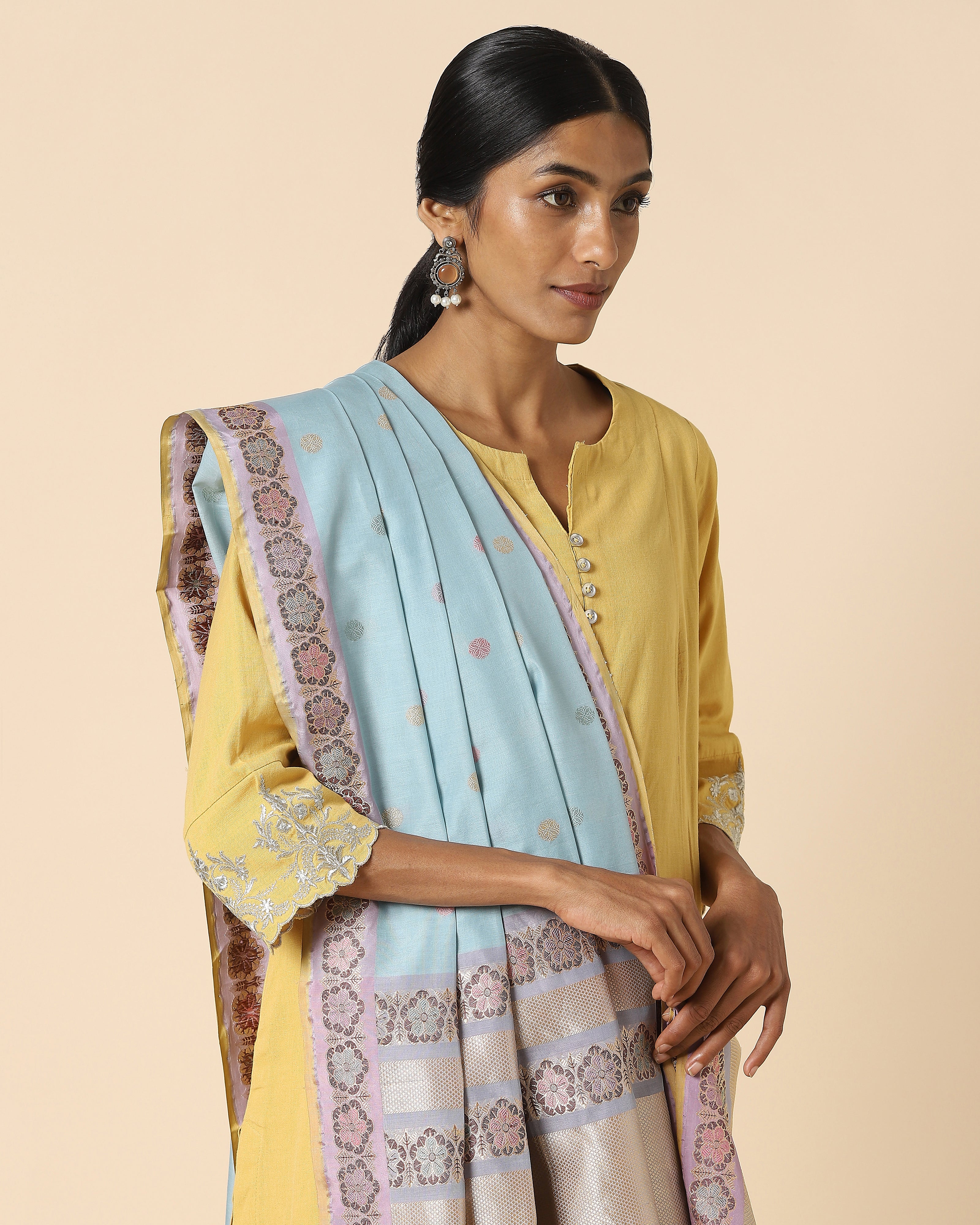 Juhee Banarasi Kadwa Silk Cotton Dupatta