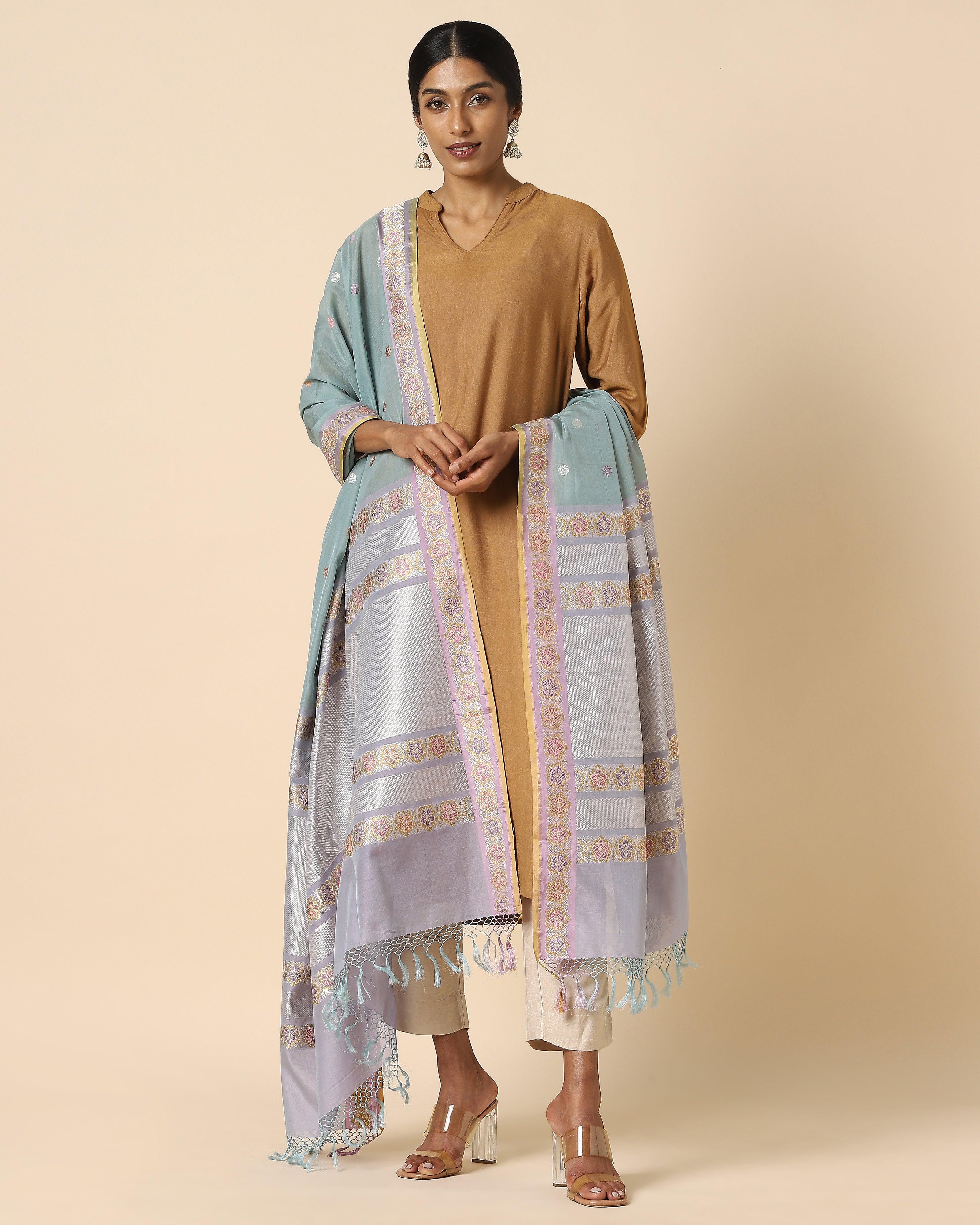 Juhee Banarasi Kadwa Silk Cotton Dupatta