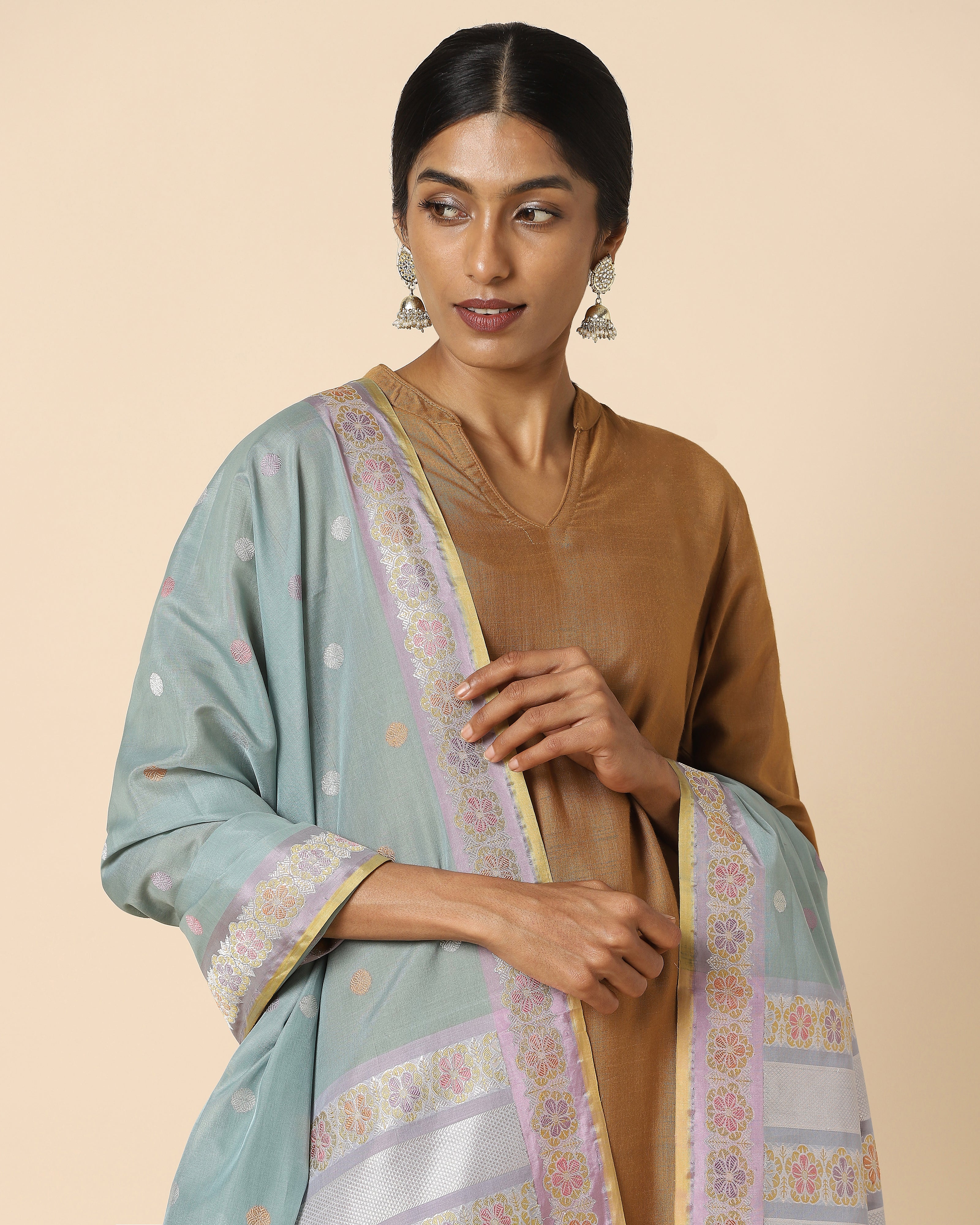 Juhee Banarasi Kadwa Silk Cotton Dupatta