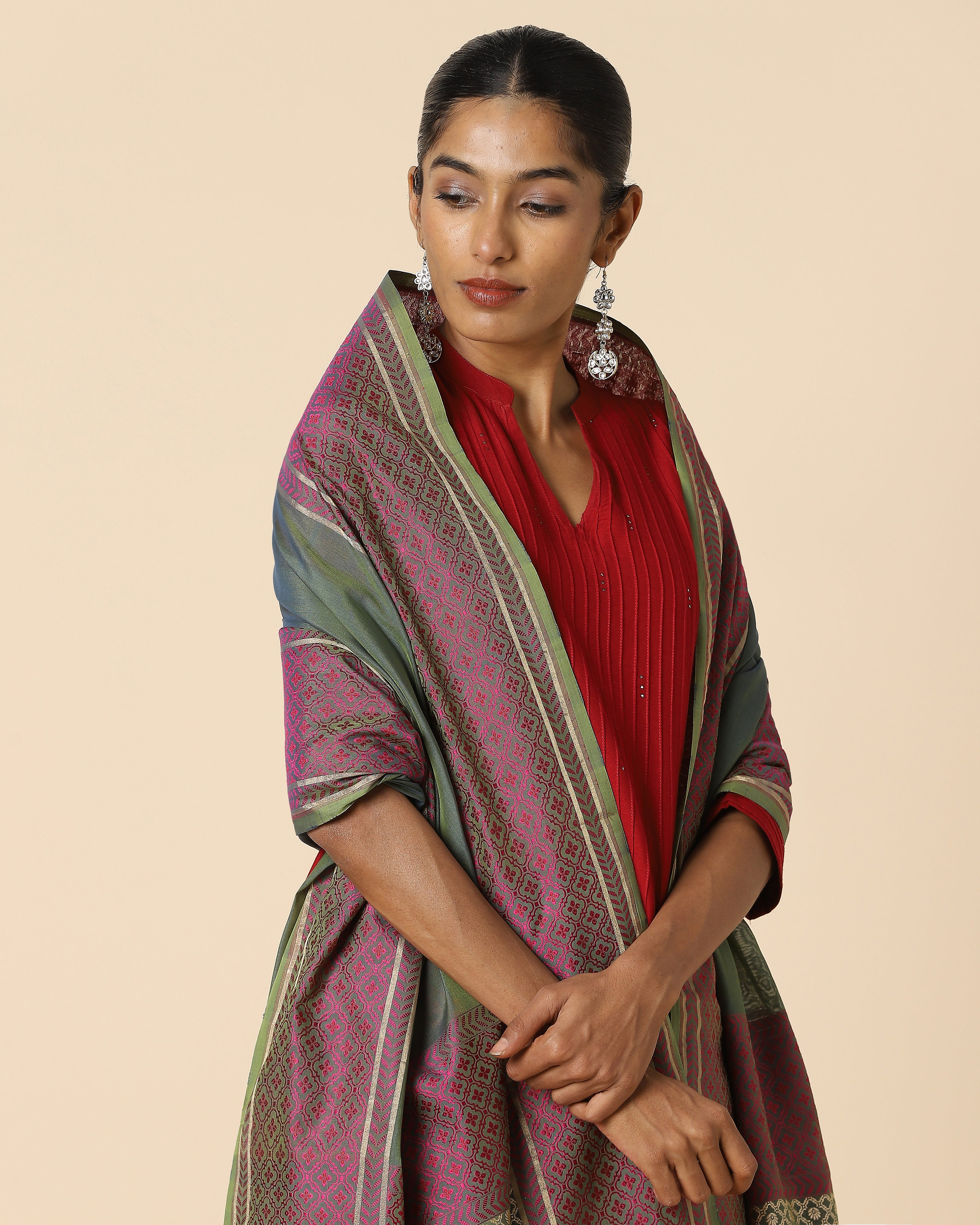 Ashlesha Banarasi Kadwa Silk Cotton Dupatta