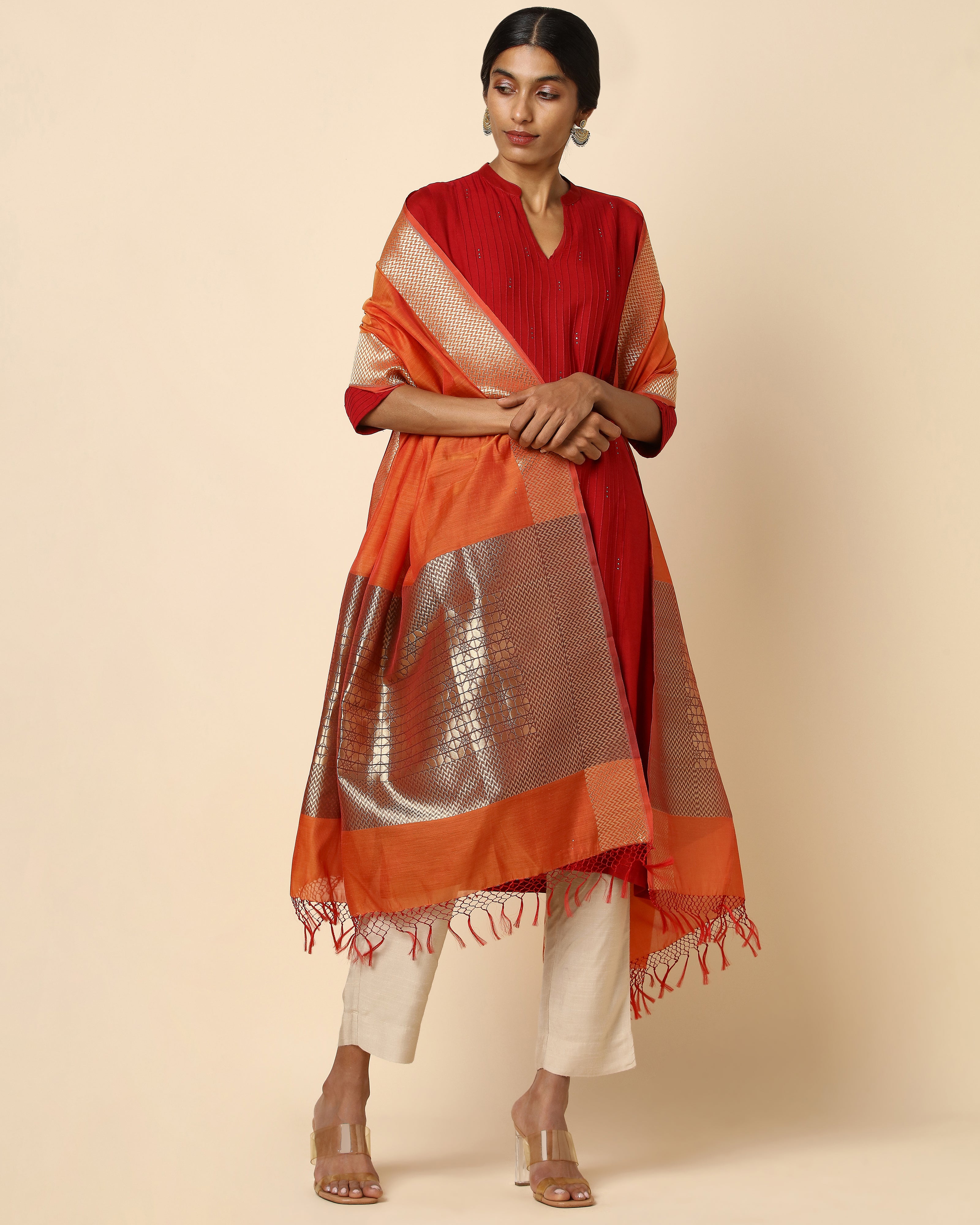 Aavya Banarasi Cutwork Silk Cotton Dupatta