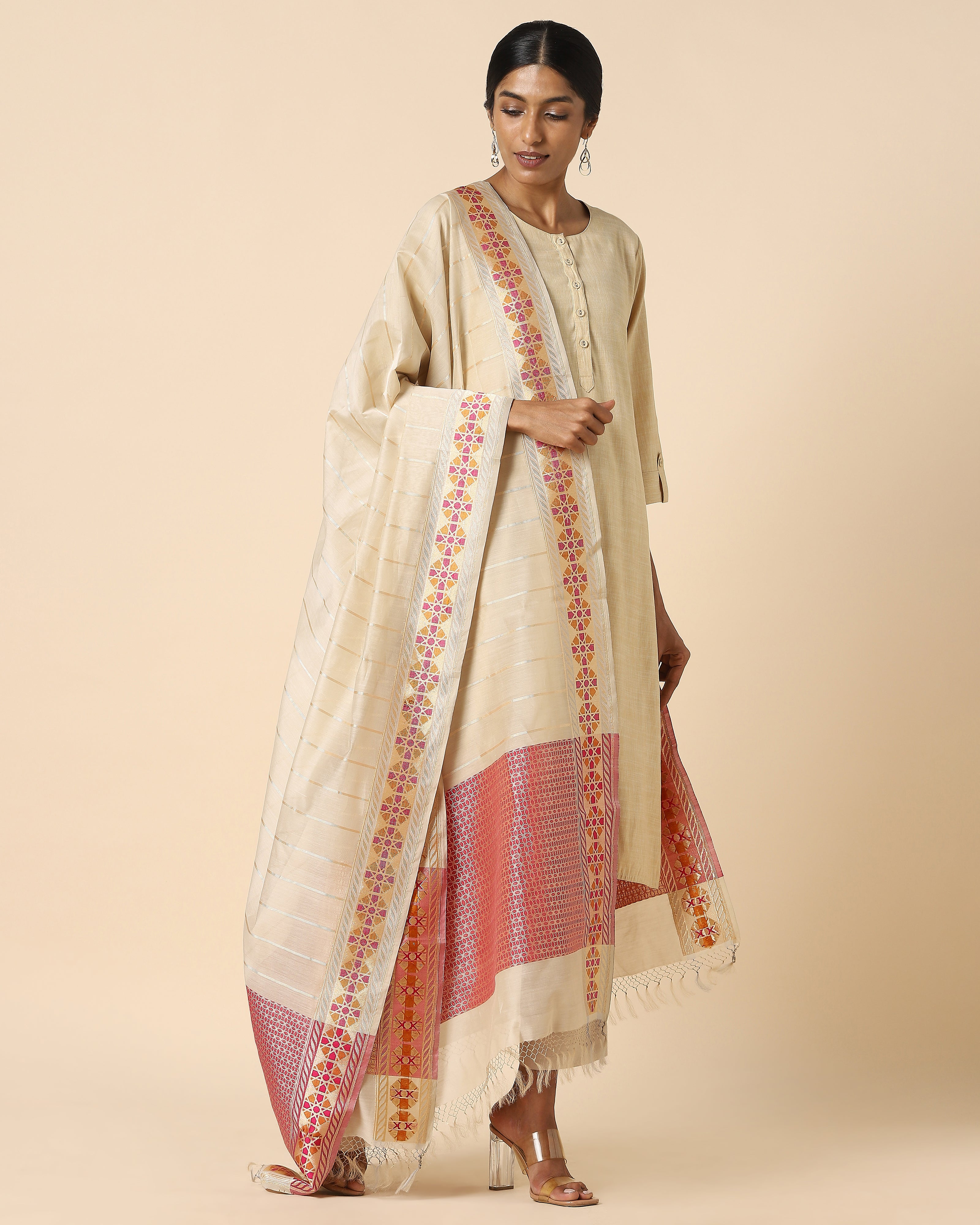 Anmeha Banarasi Kadwa Silk Cotton Dupatta