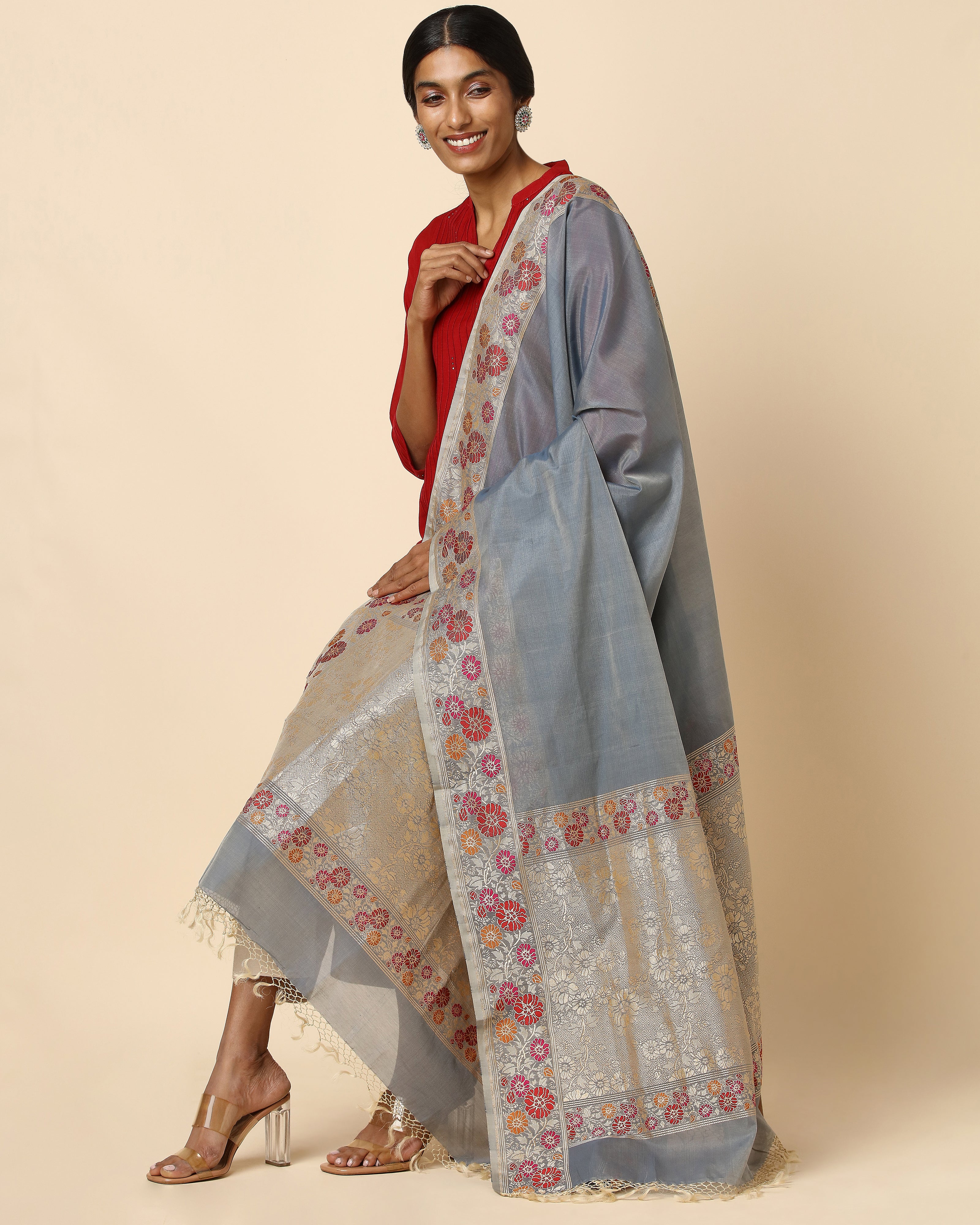 Shama Banarasi Kadwa Silk Cotton Dupatta