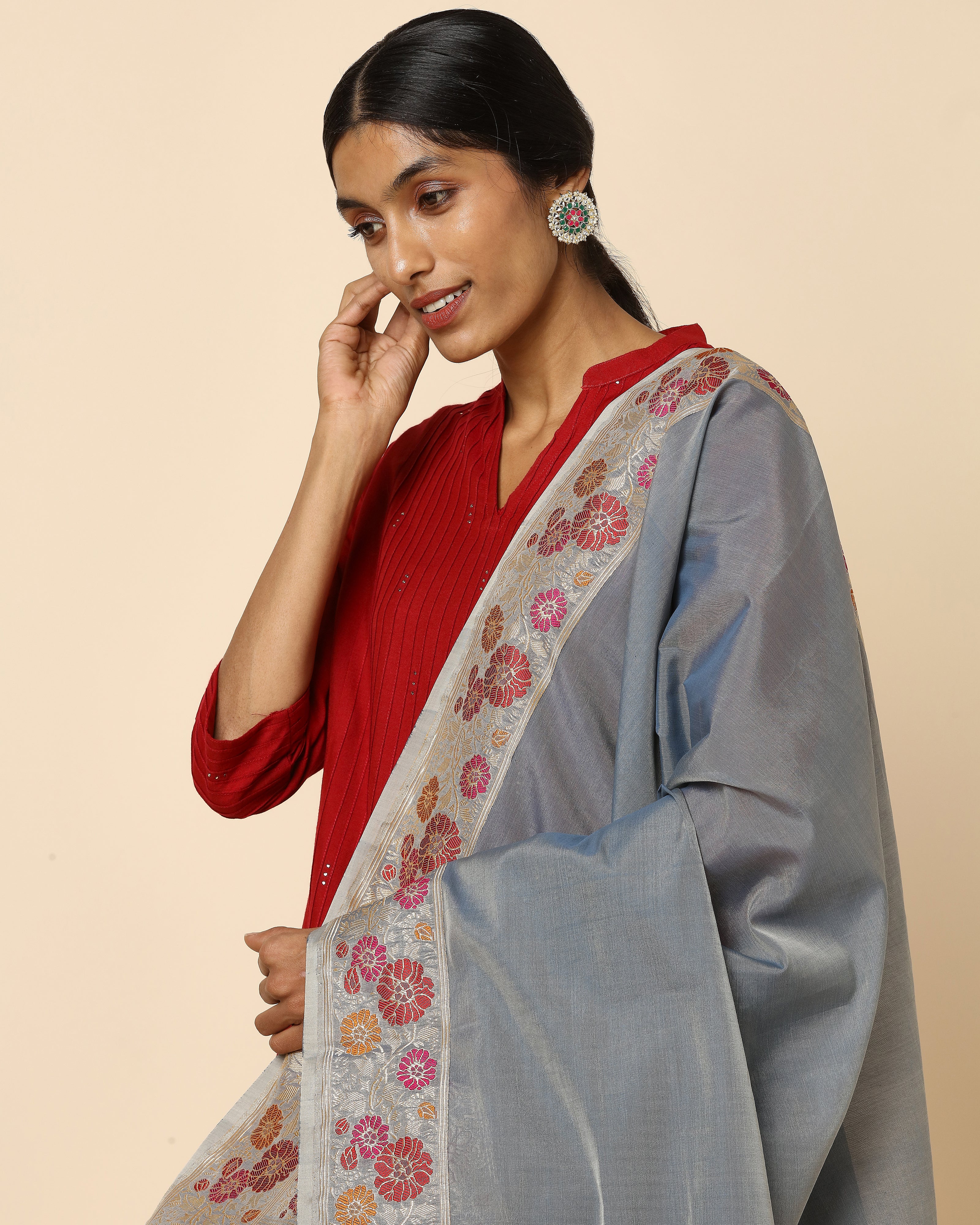 Shama Banarasi Kadwa Silk Cotton Dupatta
