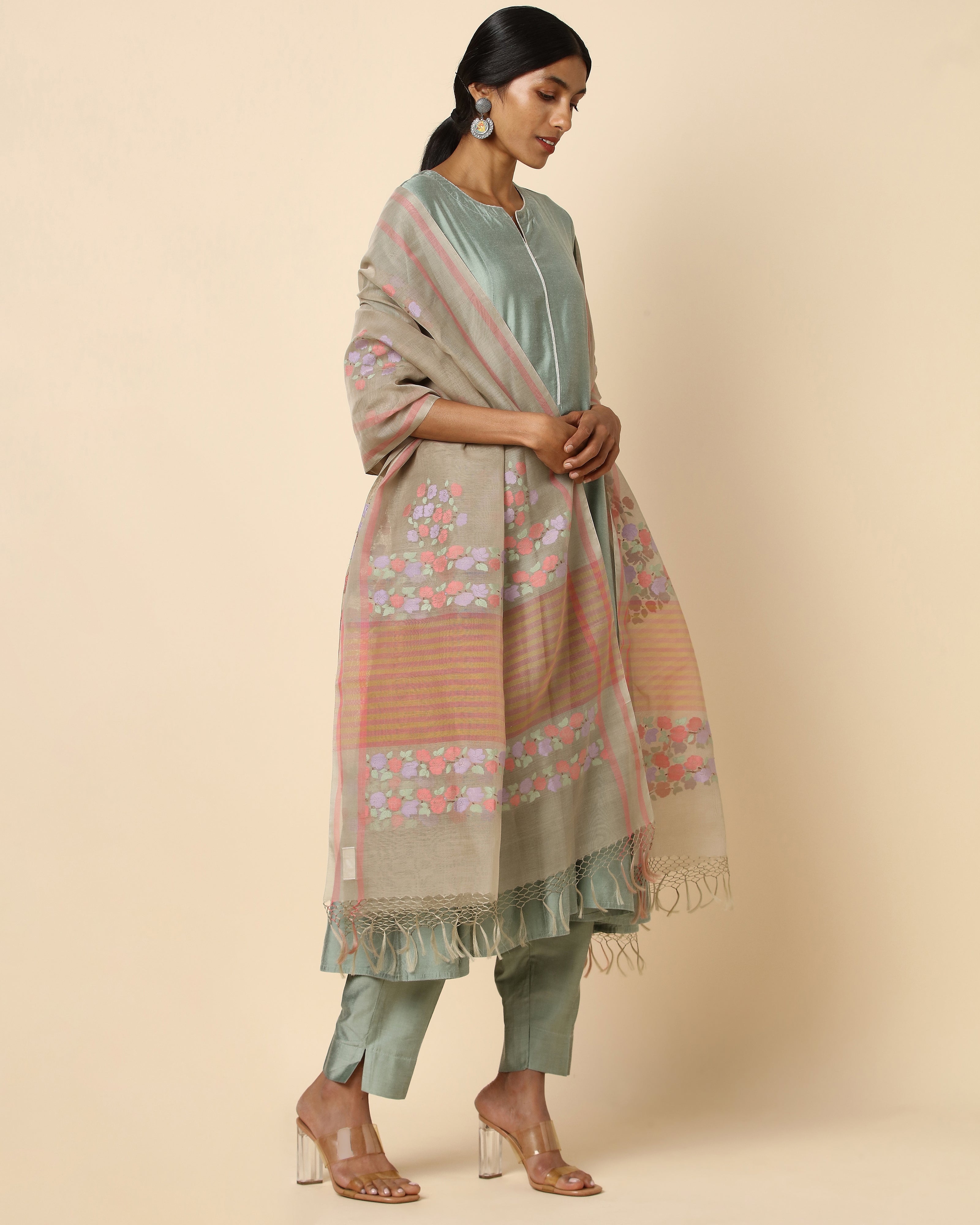 Ahika Banarasi Jamdani Silk Cotton Dupatta