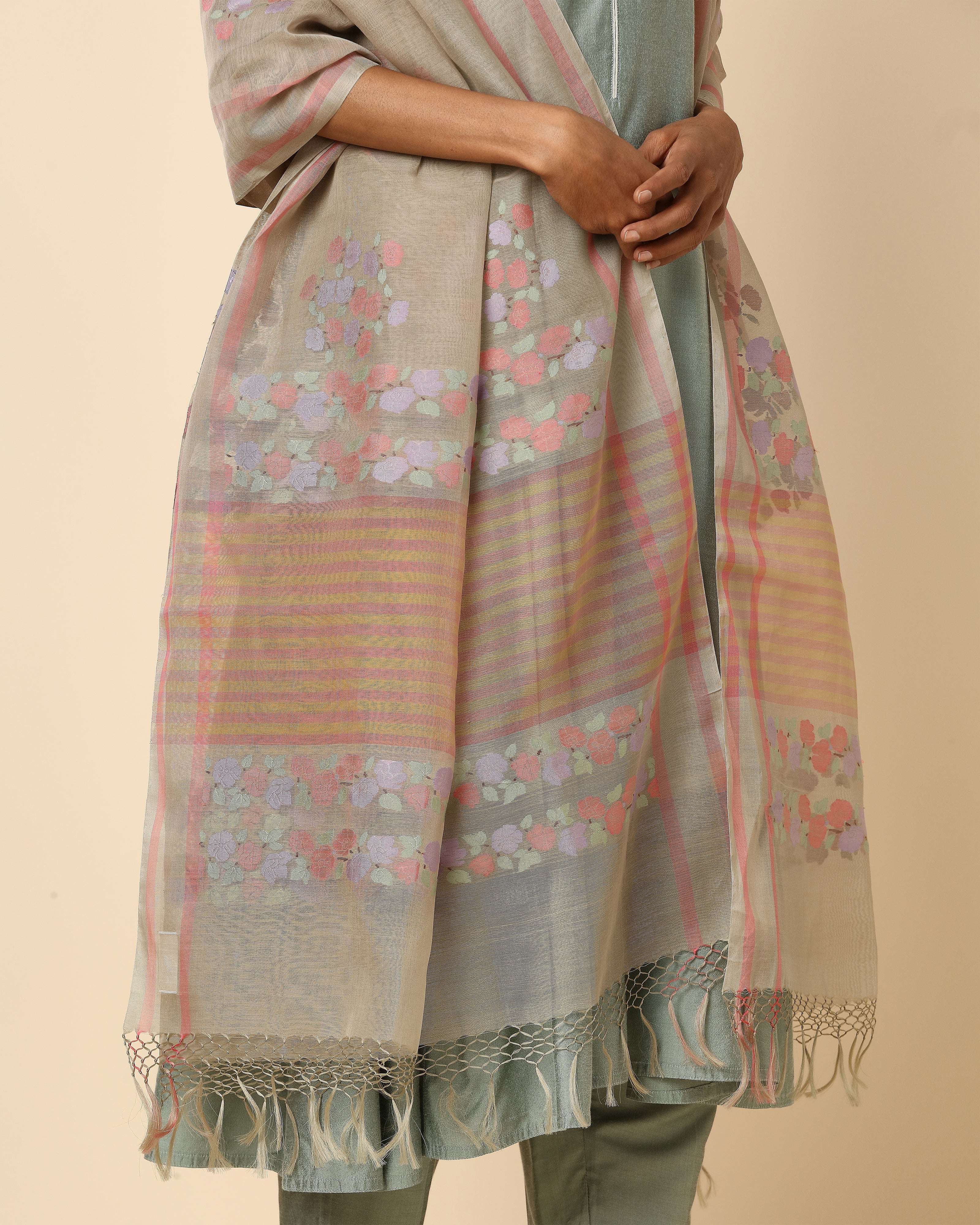 Ahika Banarasi Jamdani Silk Cotton Dupatta