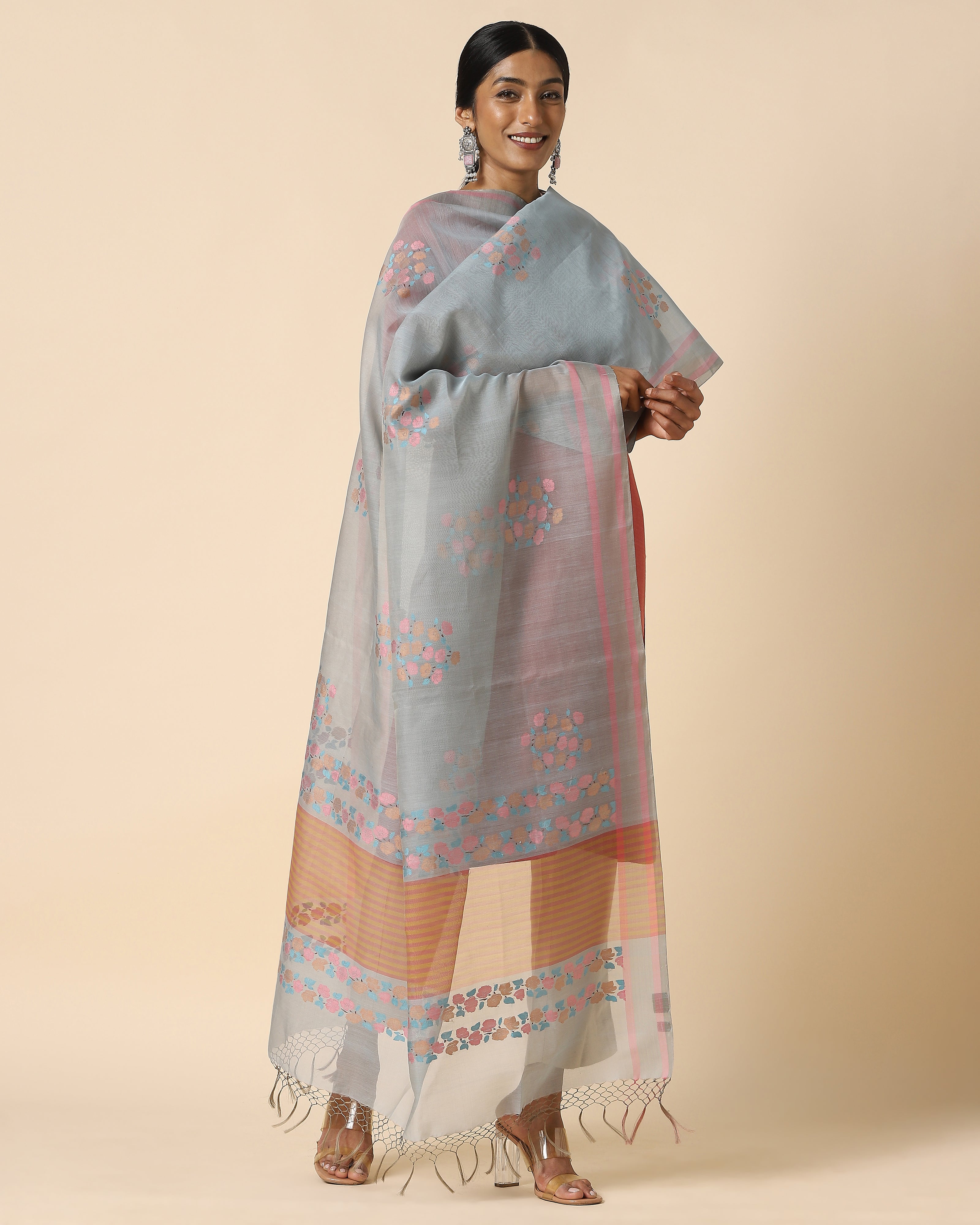 Ahika Banarasi Jamdani Silk Cotton Dupatta