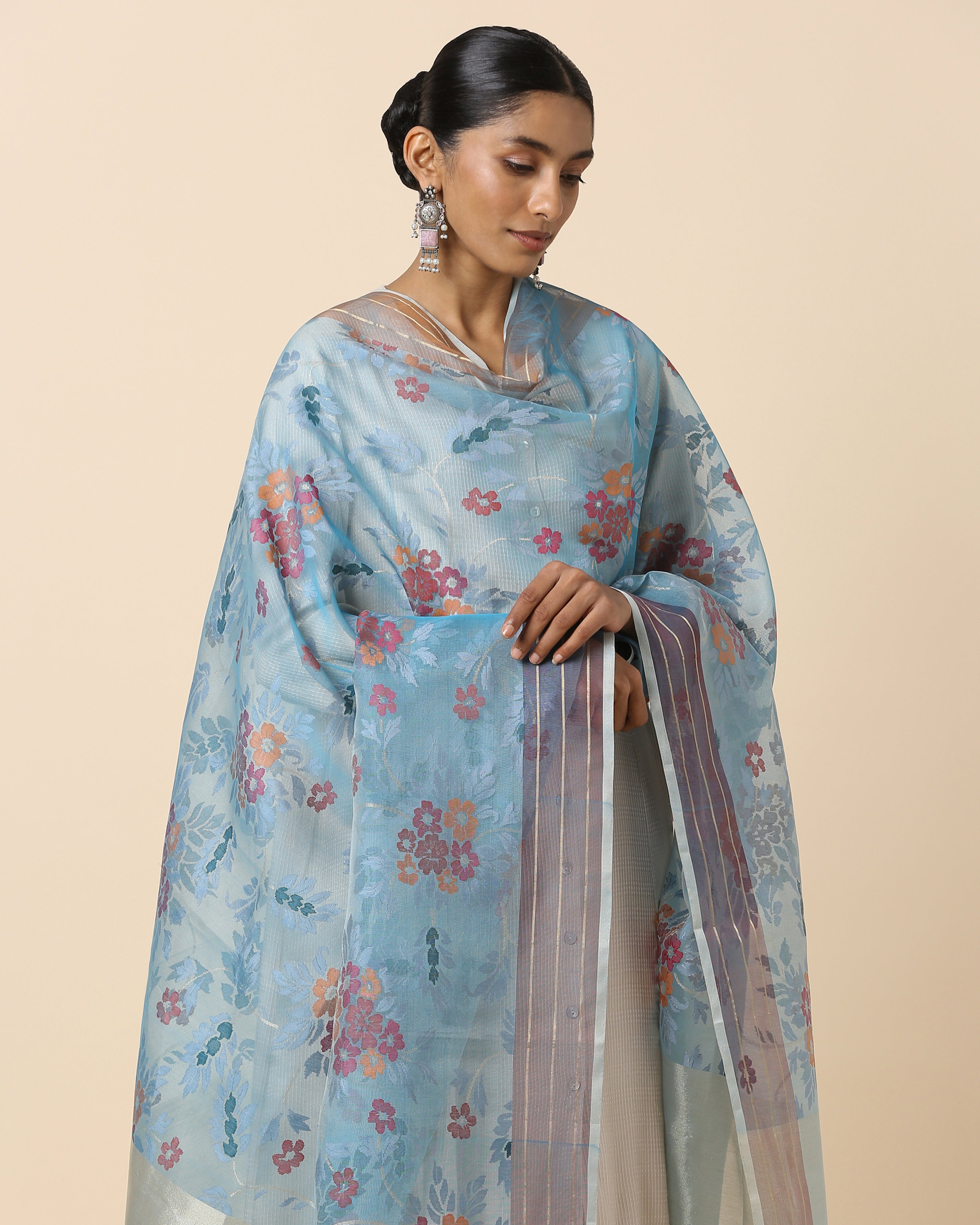 Lekhni Banarasi Jamdani Silk Cotton Dupatta