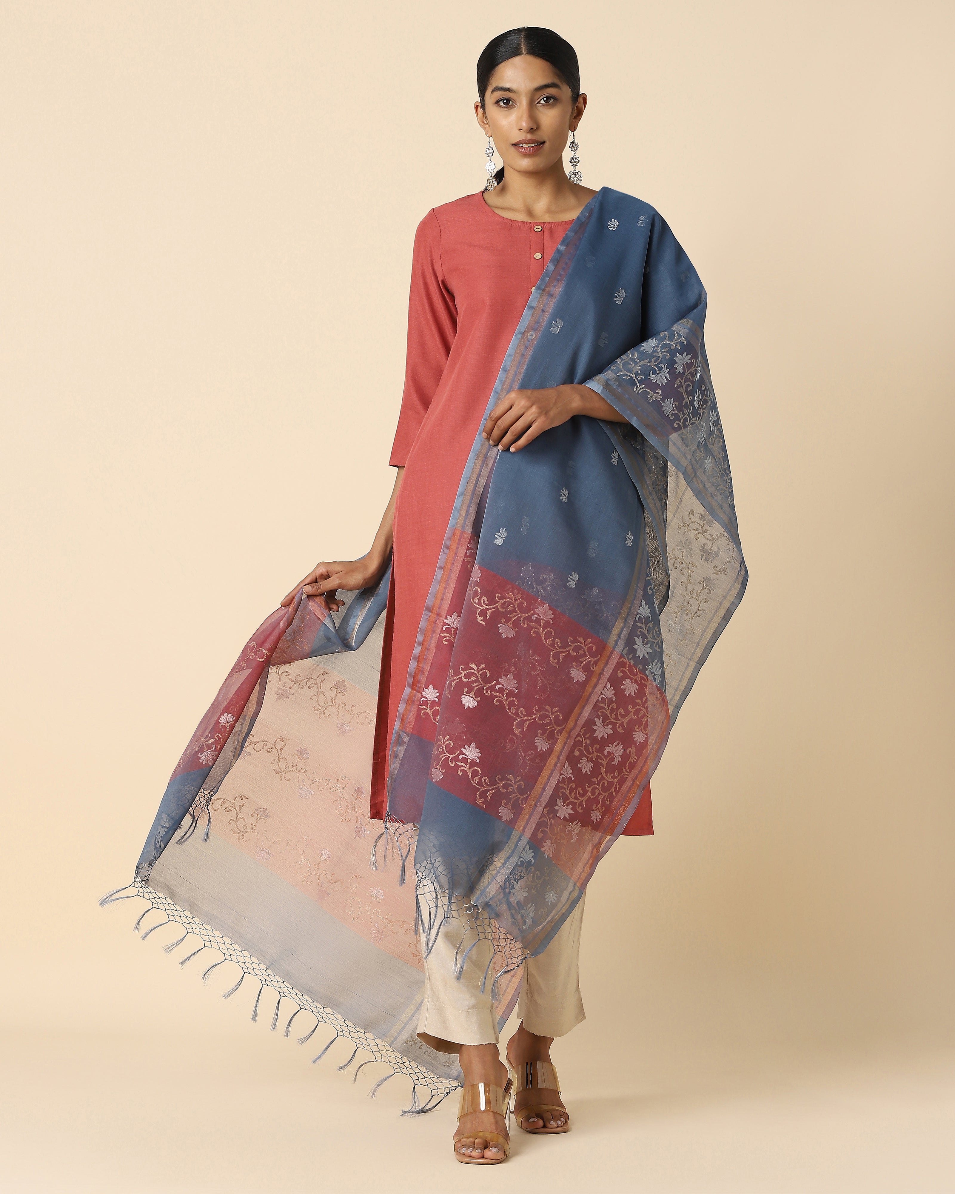 Aaisha Banarasi Jamdani Silk Cotton Dupatta