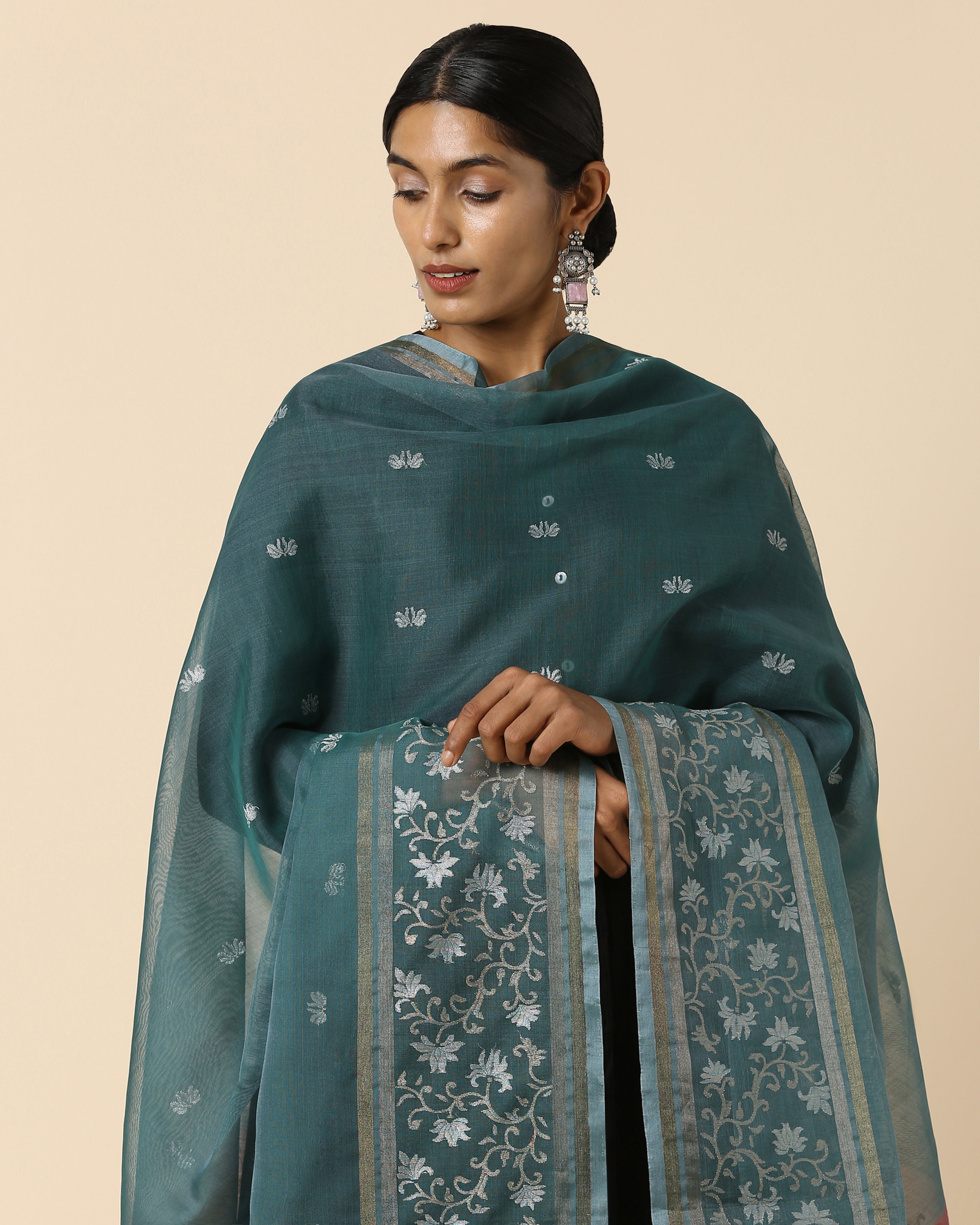 Aaisha Banarasi Jamdani Silk Cotton Dupatta