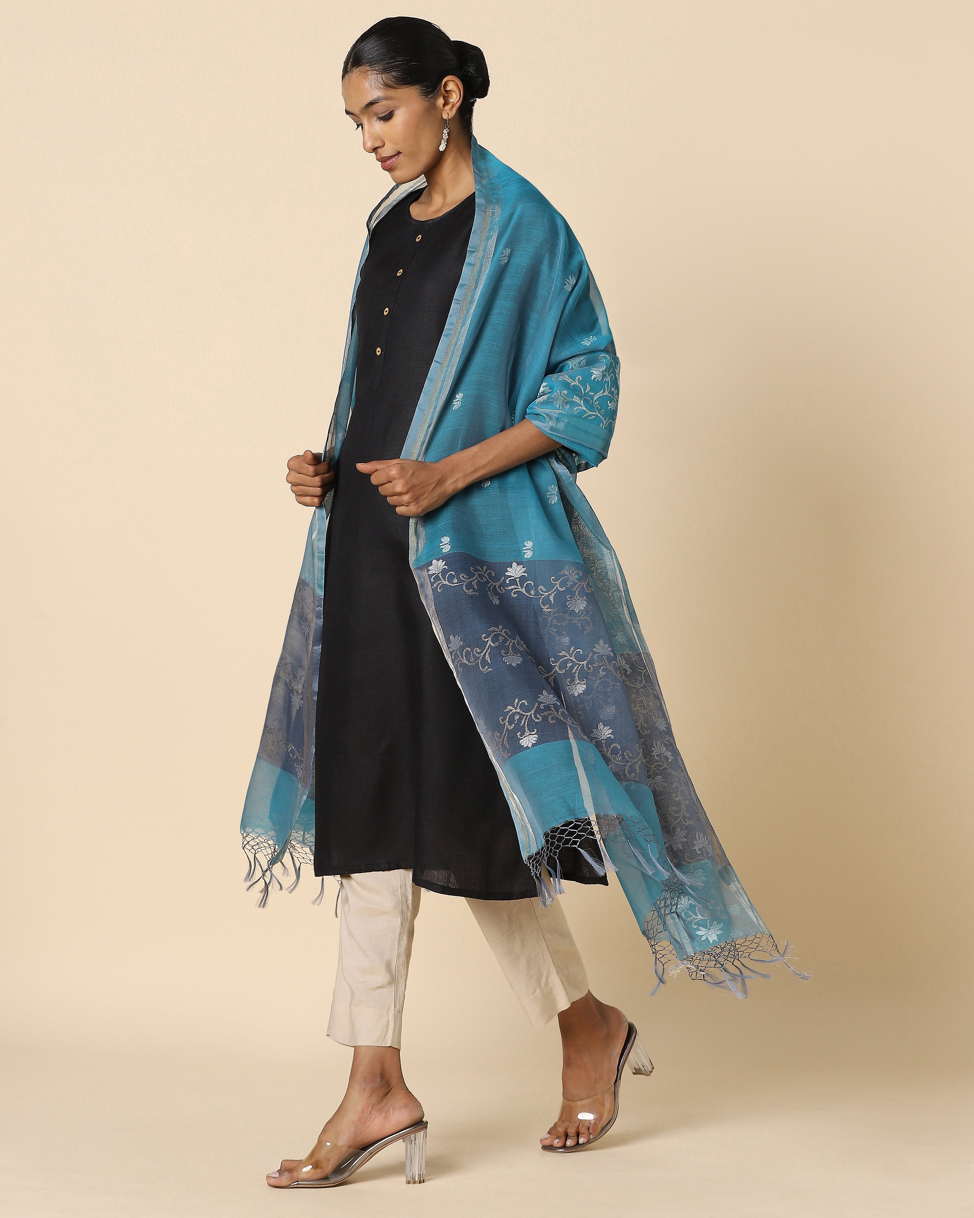 Aaisha Banarasi Jamdani Silk Cotton Dupatta