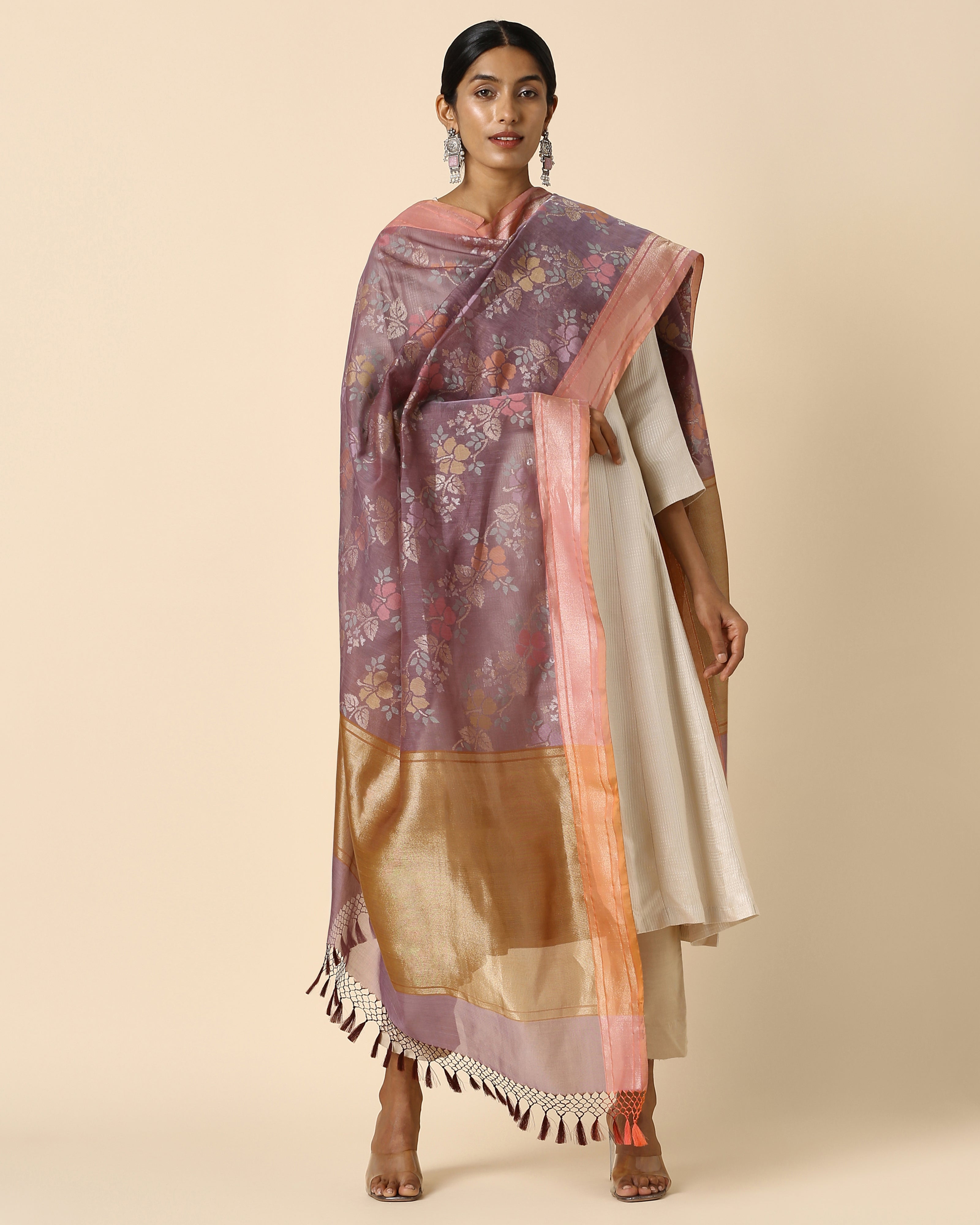Sindhura Banarasi Jamdani Silk Cotton Dupatta