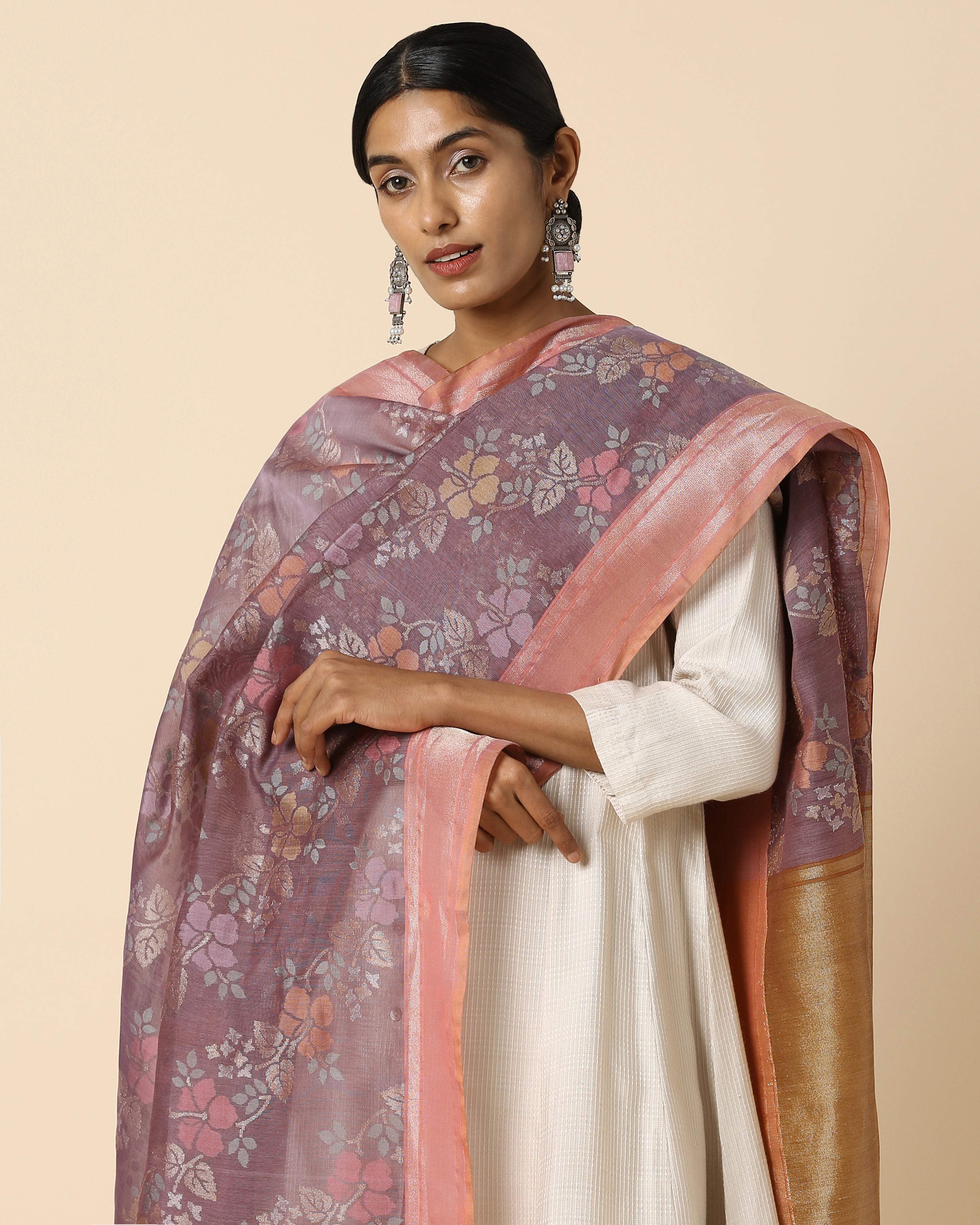 Sindhura Banarasi Jamdani Silk Cotton Dupatta