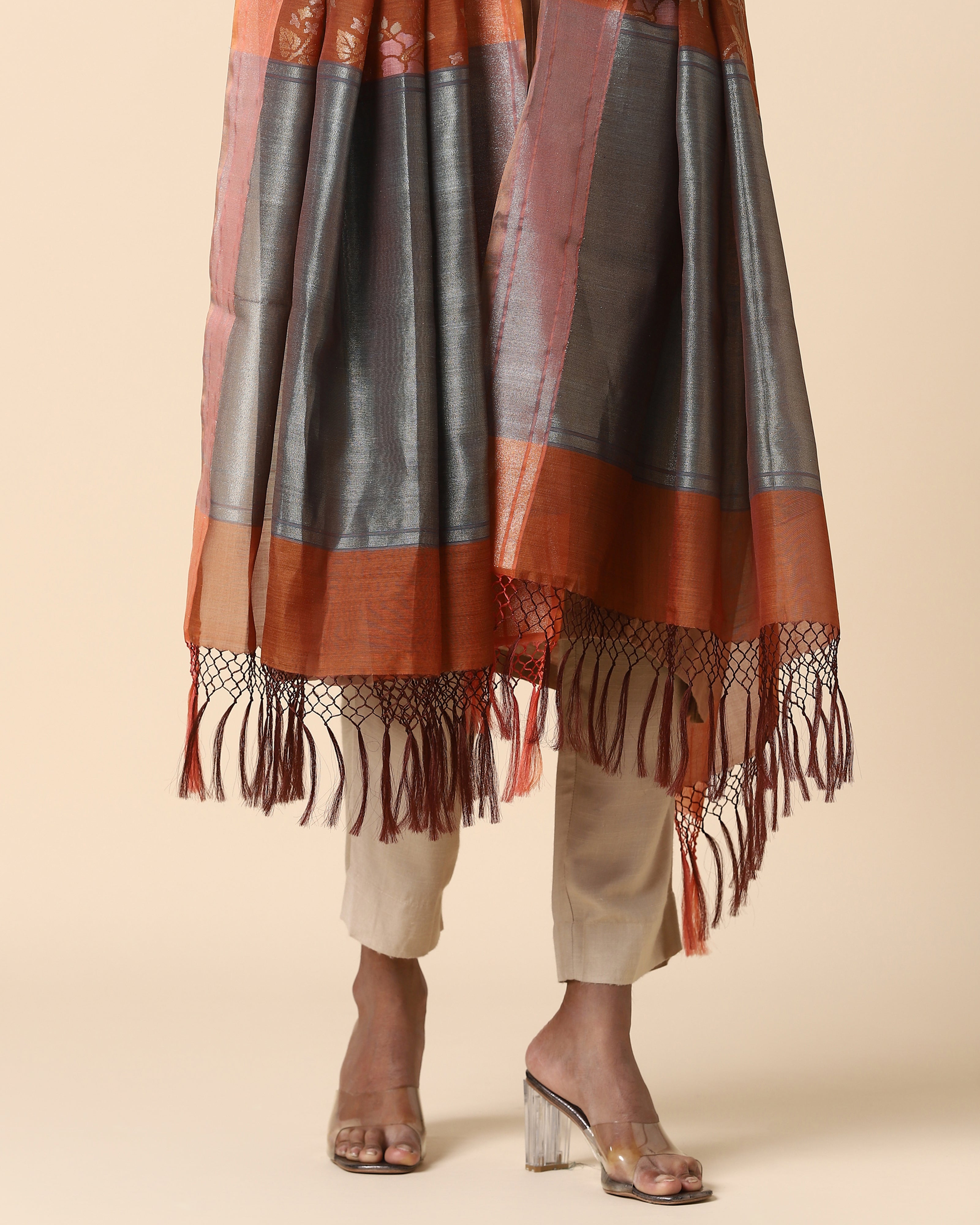 Sindhura Banarasi Jamdani Silk Cotton Dupatta