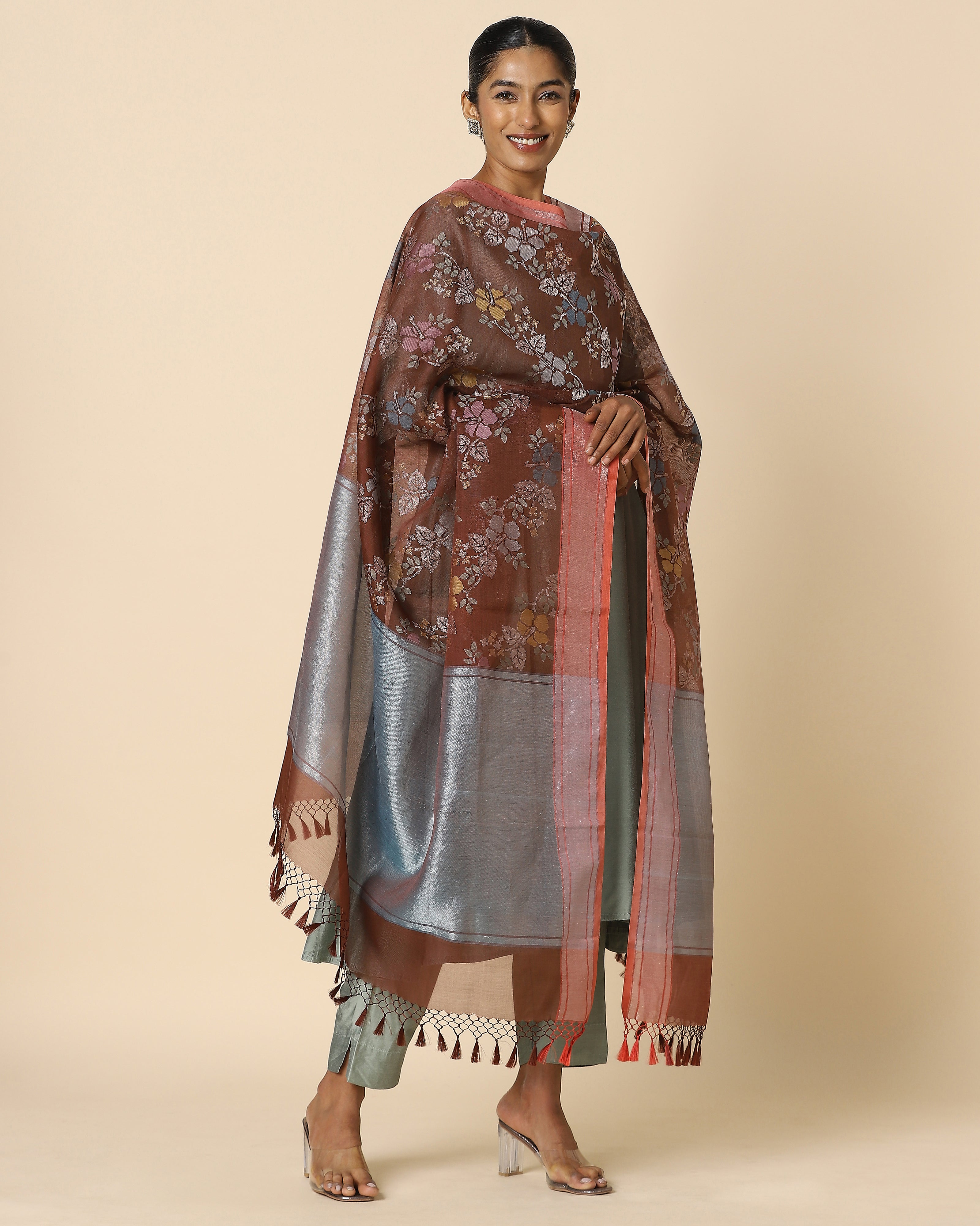 Sindhura Banarasi Jamdani Silk Cotton Dupatta