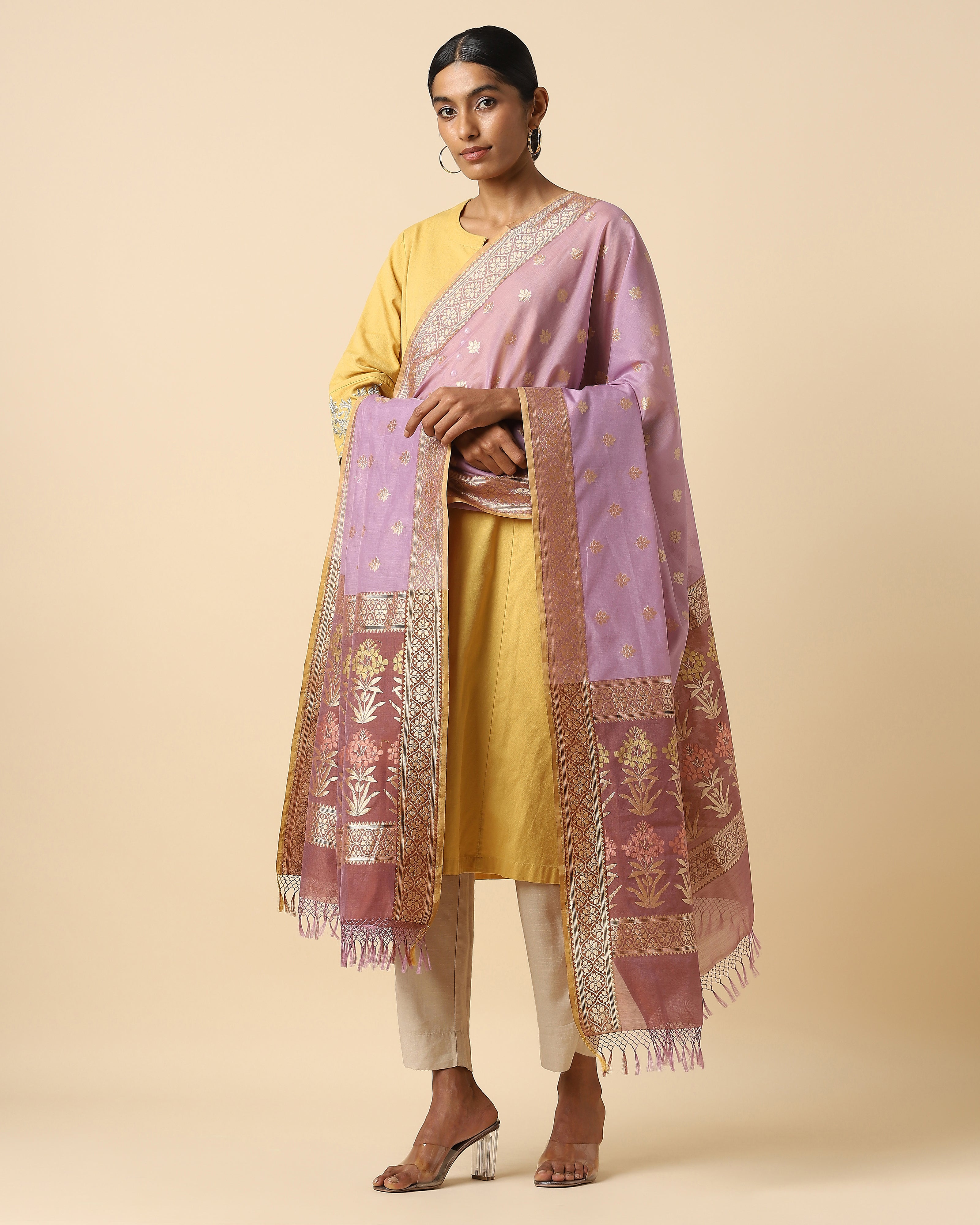 Chrysanta Banarasi Cutwork Silk Cotton Dupatta