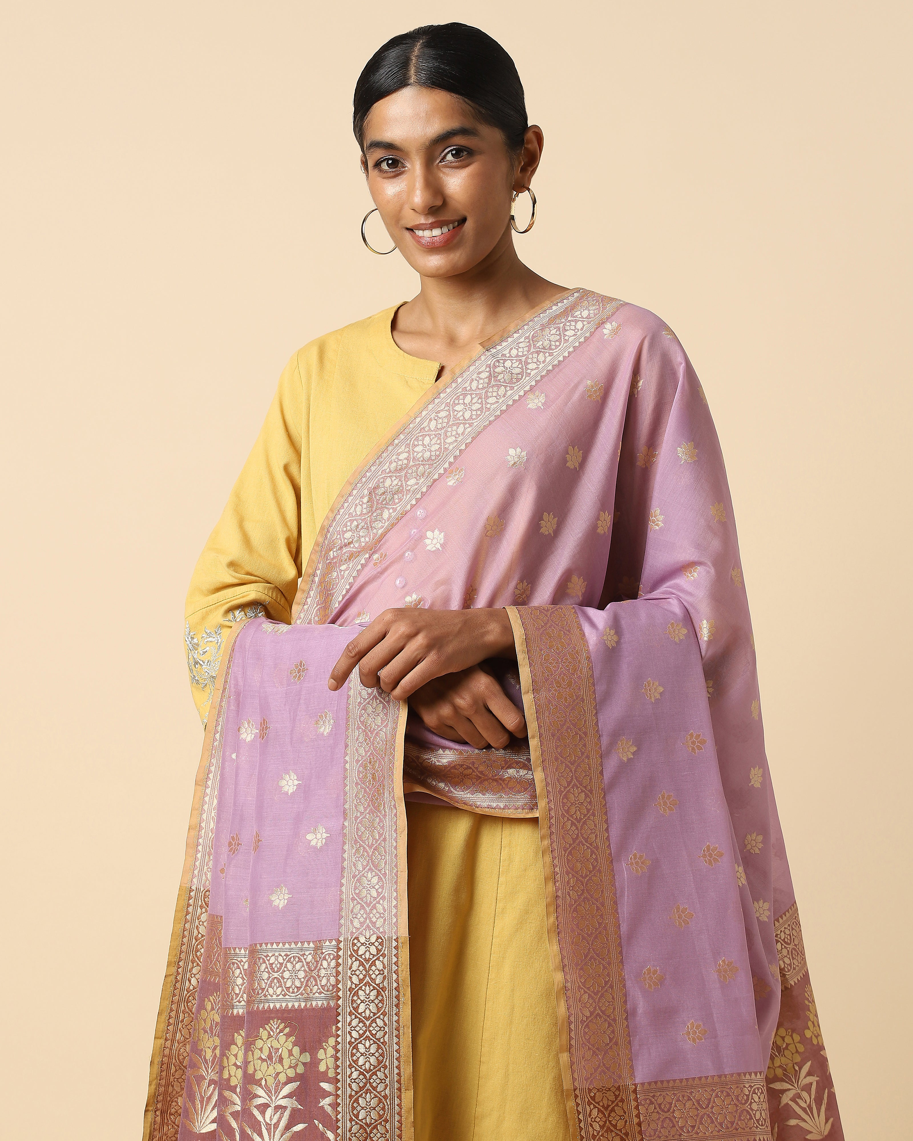 Chrysanta Banarasi Cutwork Silk Cotton Dupatta