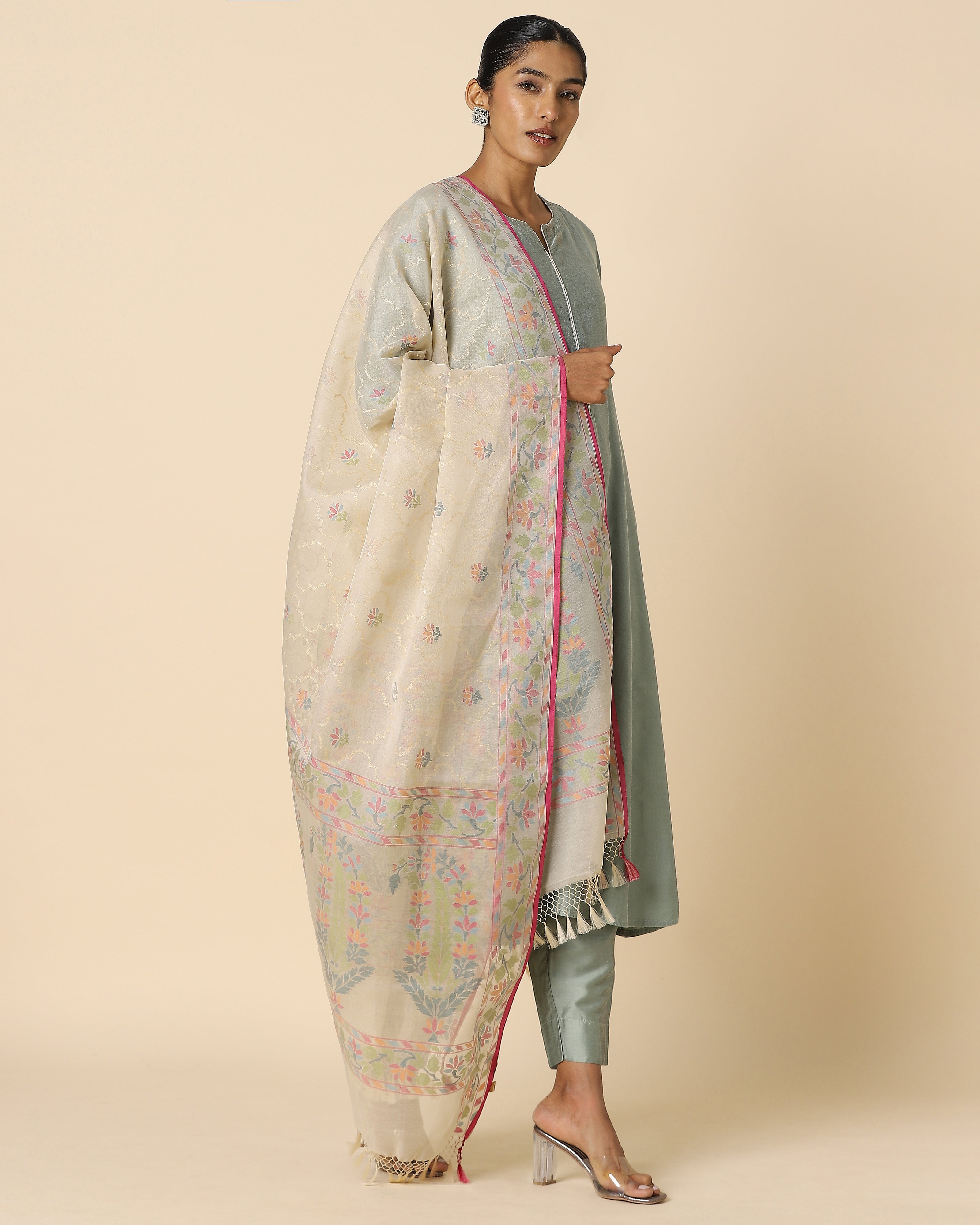 Afsa Banarasi Jamdani Silk Cotton Dupatta