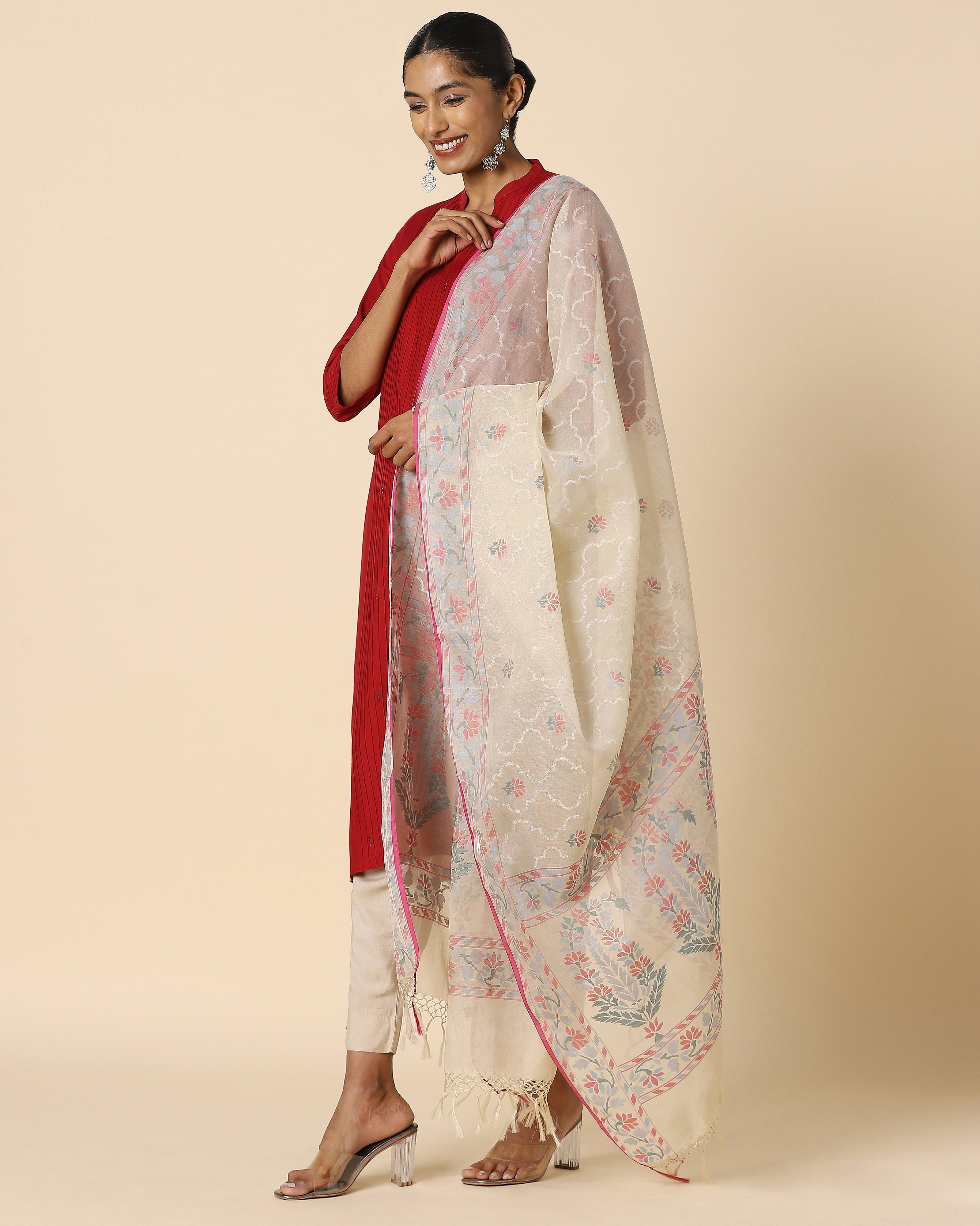 Afsa Banarasi Jamdani Silk Cotton Dupatta