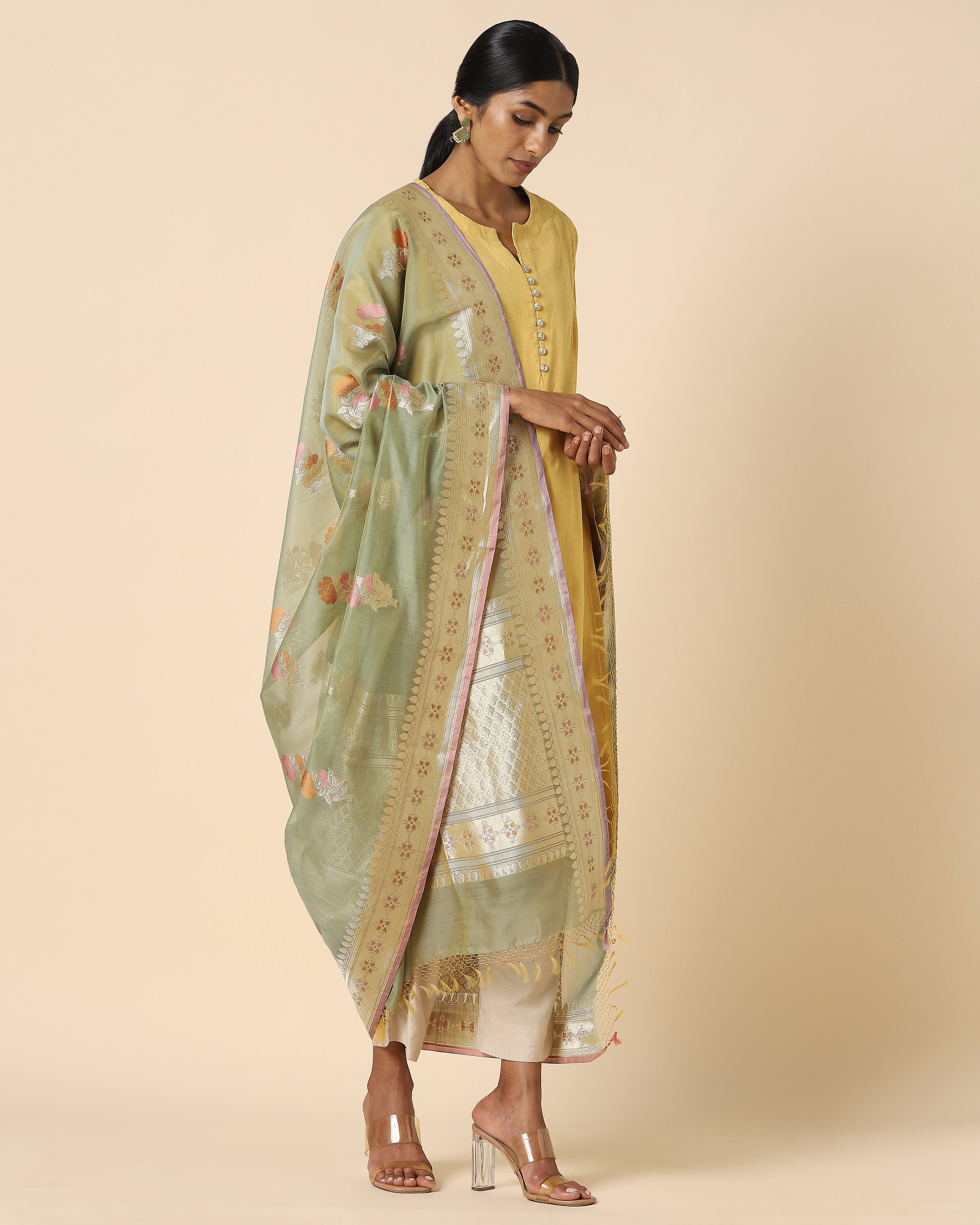 Ambretta Banarasi Kadwa Silk Cotton Dupatta