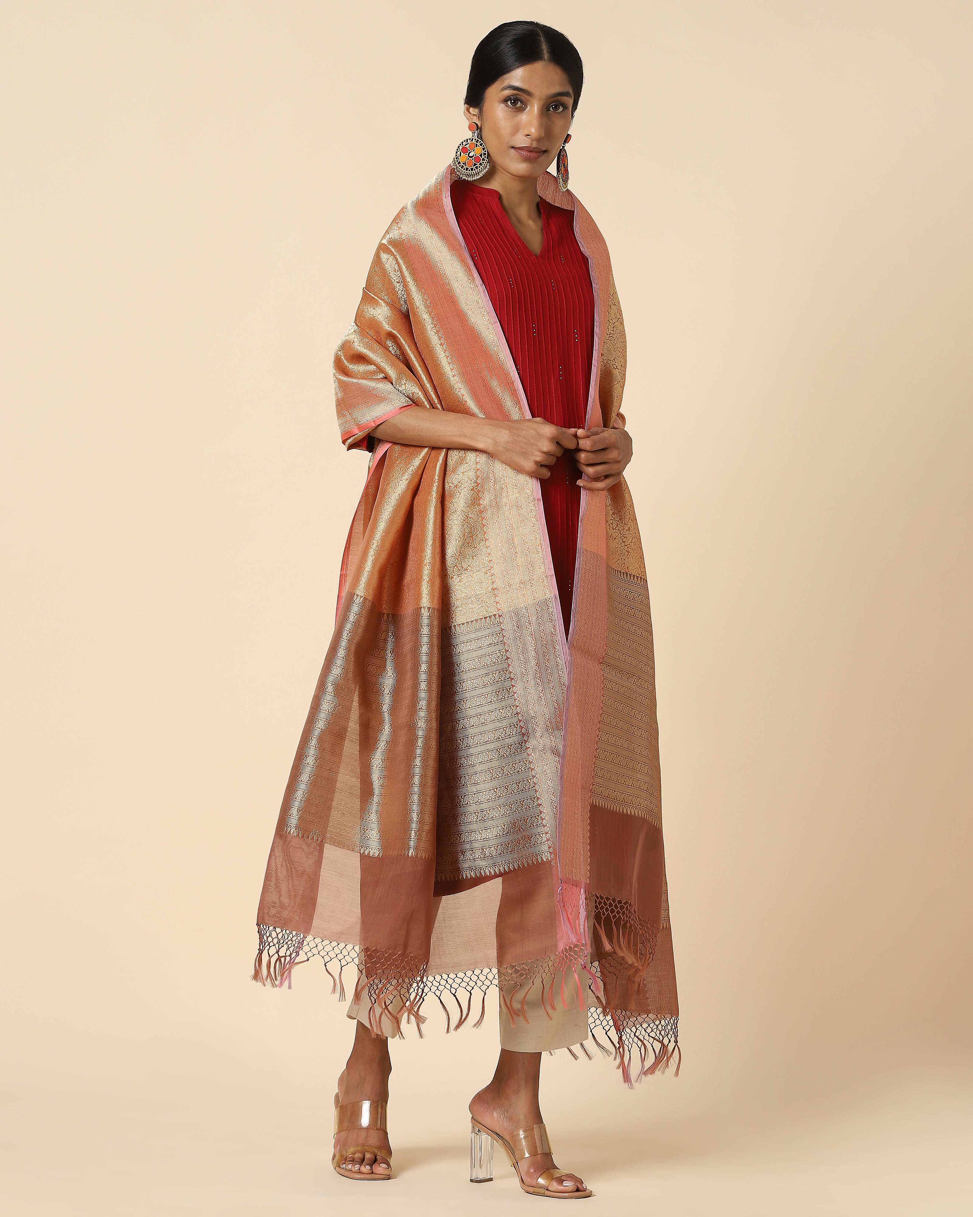 Calantha Banarasi Fekwa Silk Cotton Dupatta