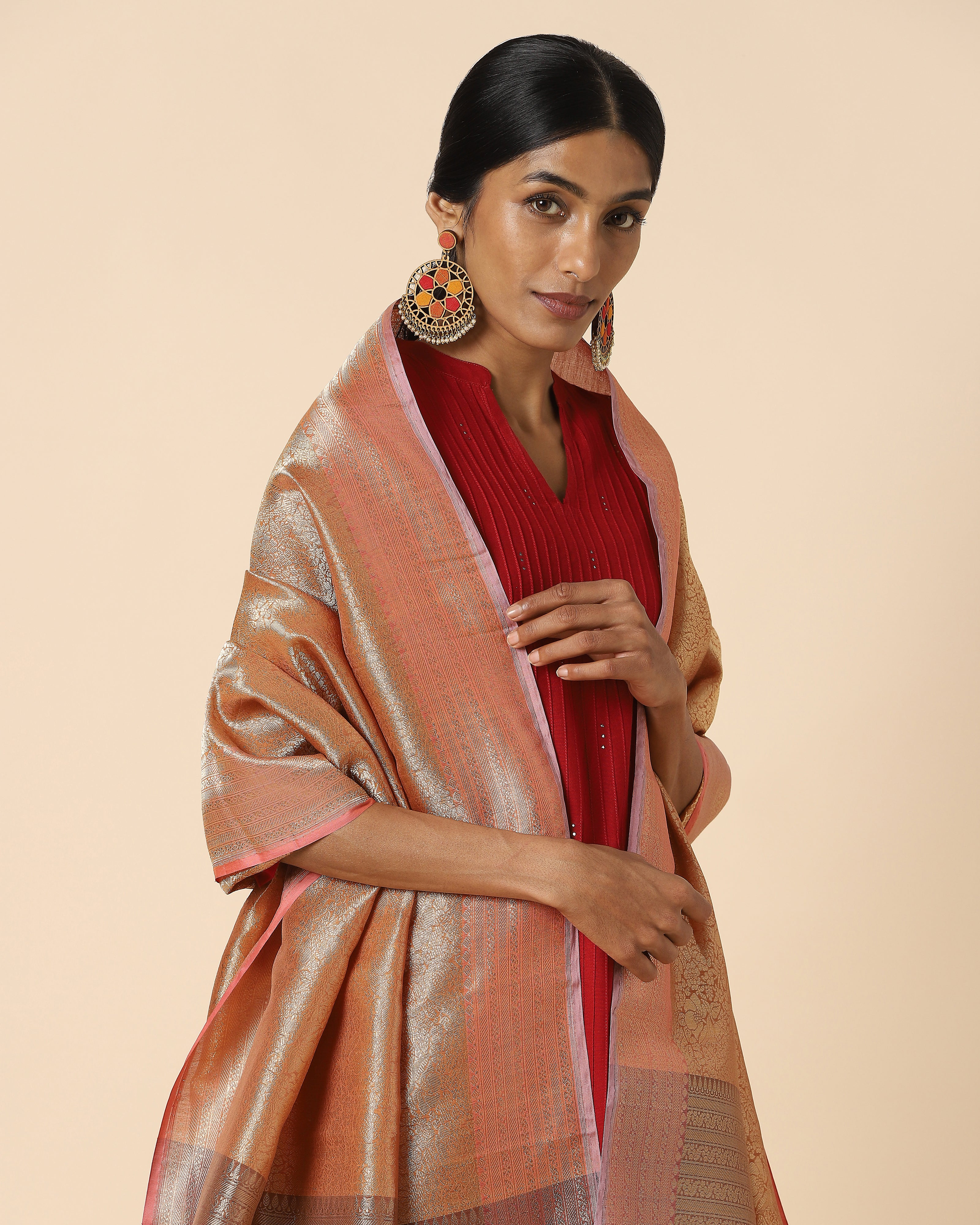 Calantha Banarasi Fekwa Silk Cotton Dupatta