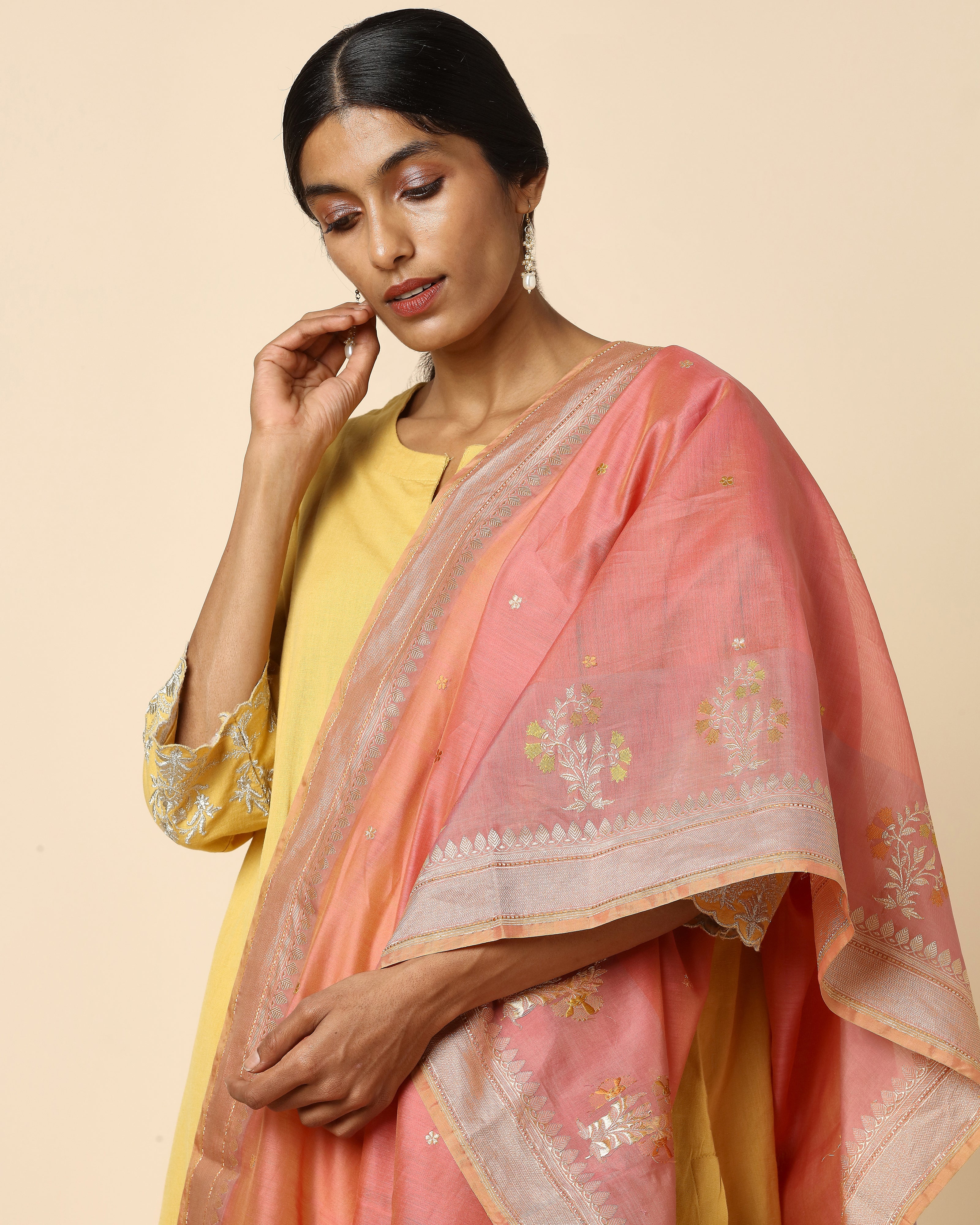 Kaeya Banarasi Kadwa Silk Cotton Dupatta