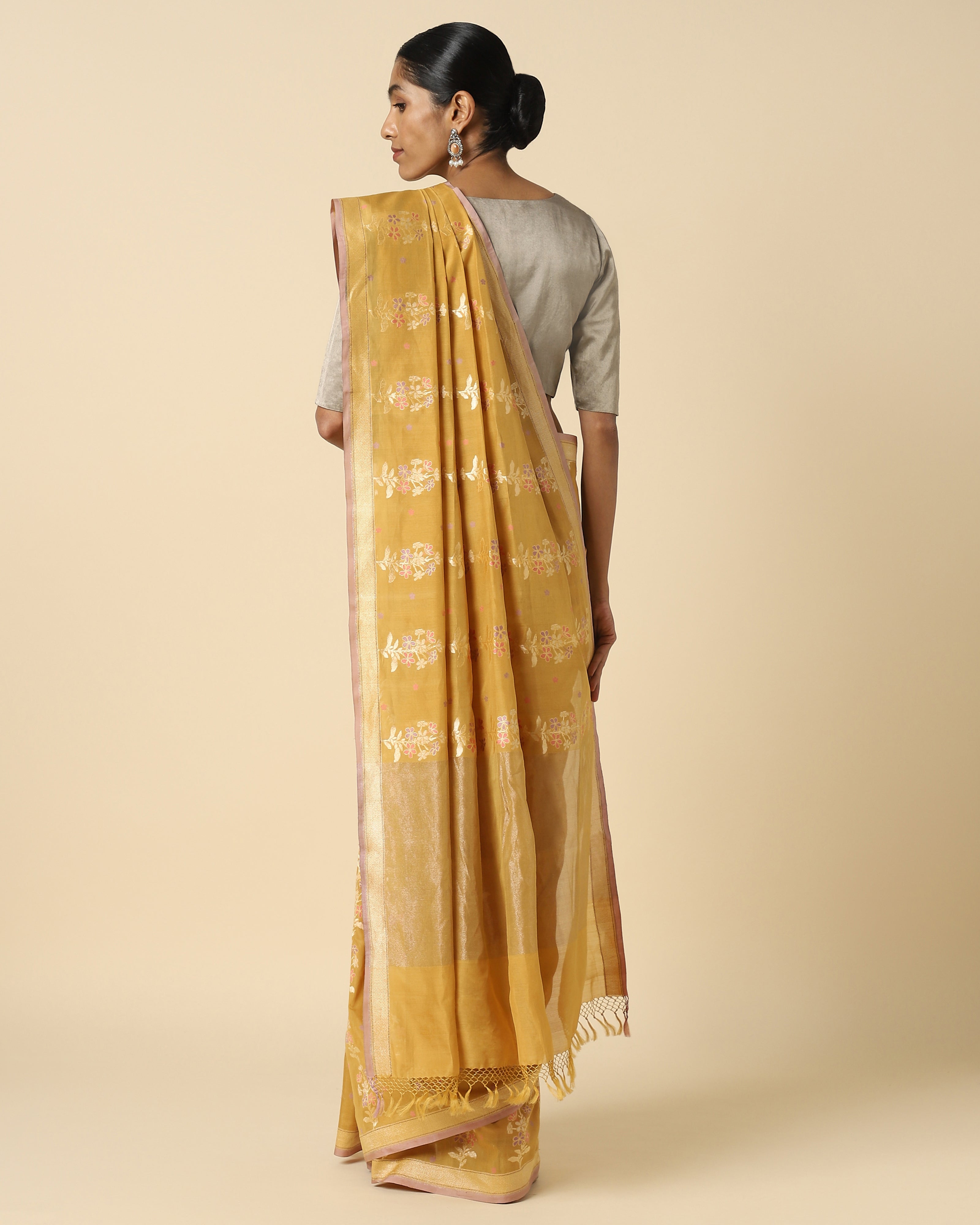 Begonia Banarasi Cutwork Silk Cotton Saree