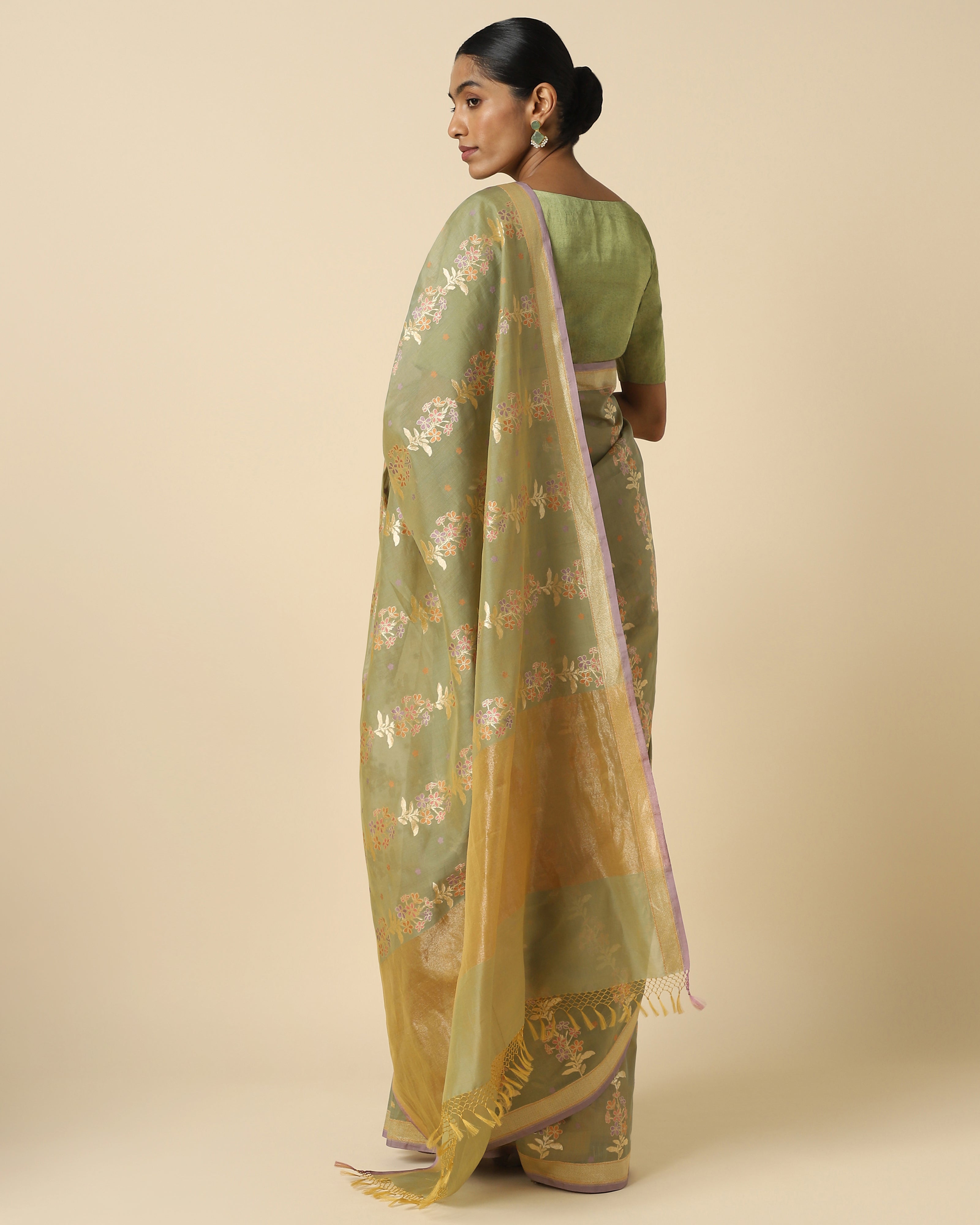 Begonia Banarasi Cutwork Silk Cotton Saree