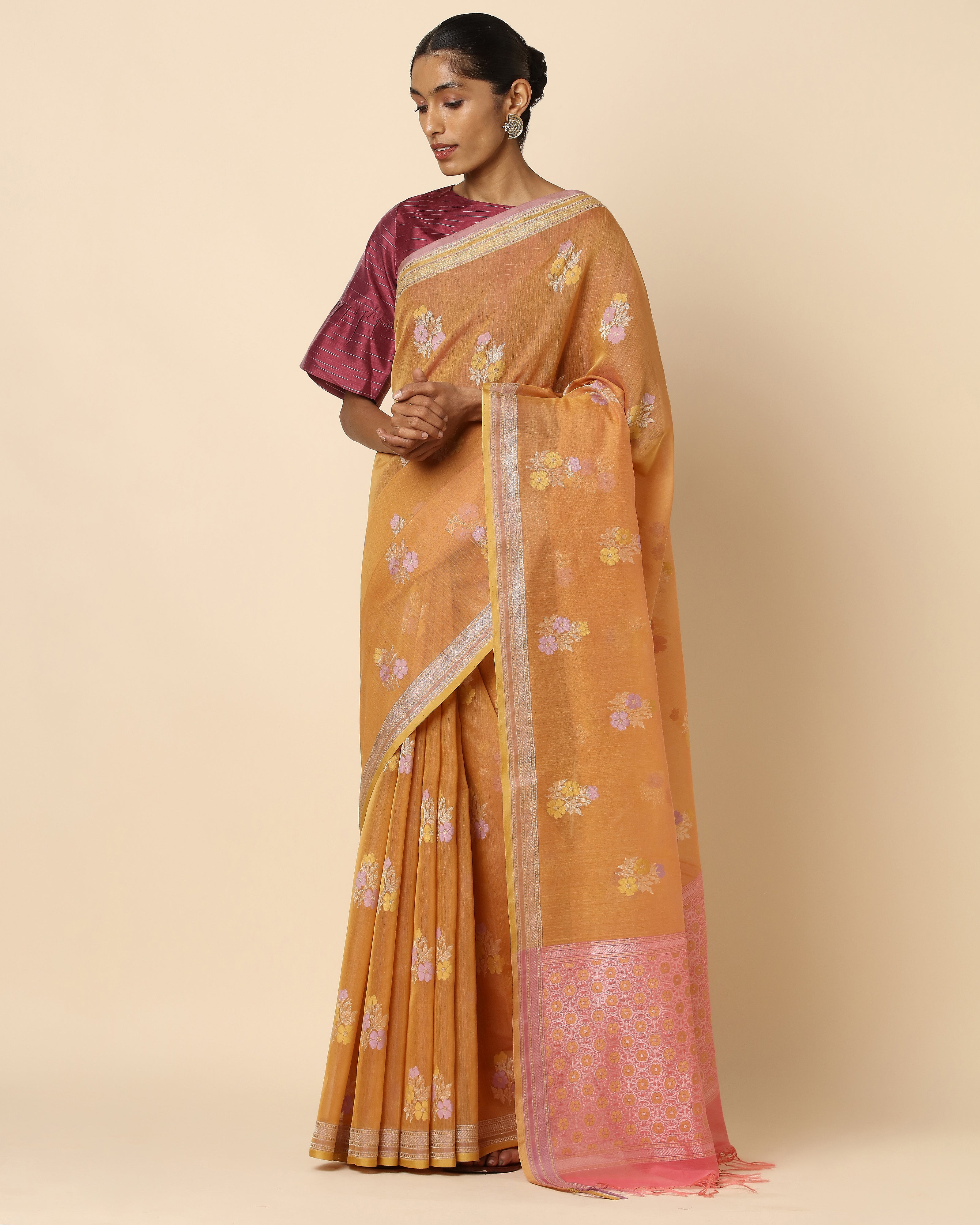 Paarul Banarasi Ektara Kadwa Silk Cotton Saree