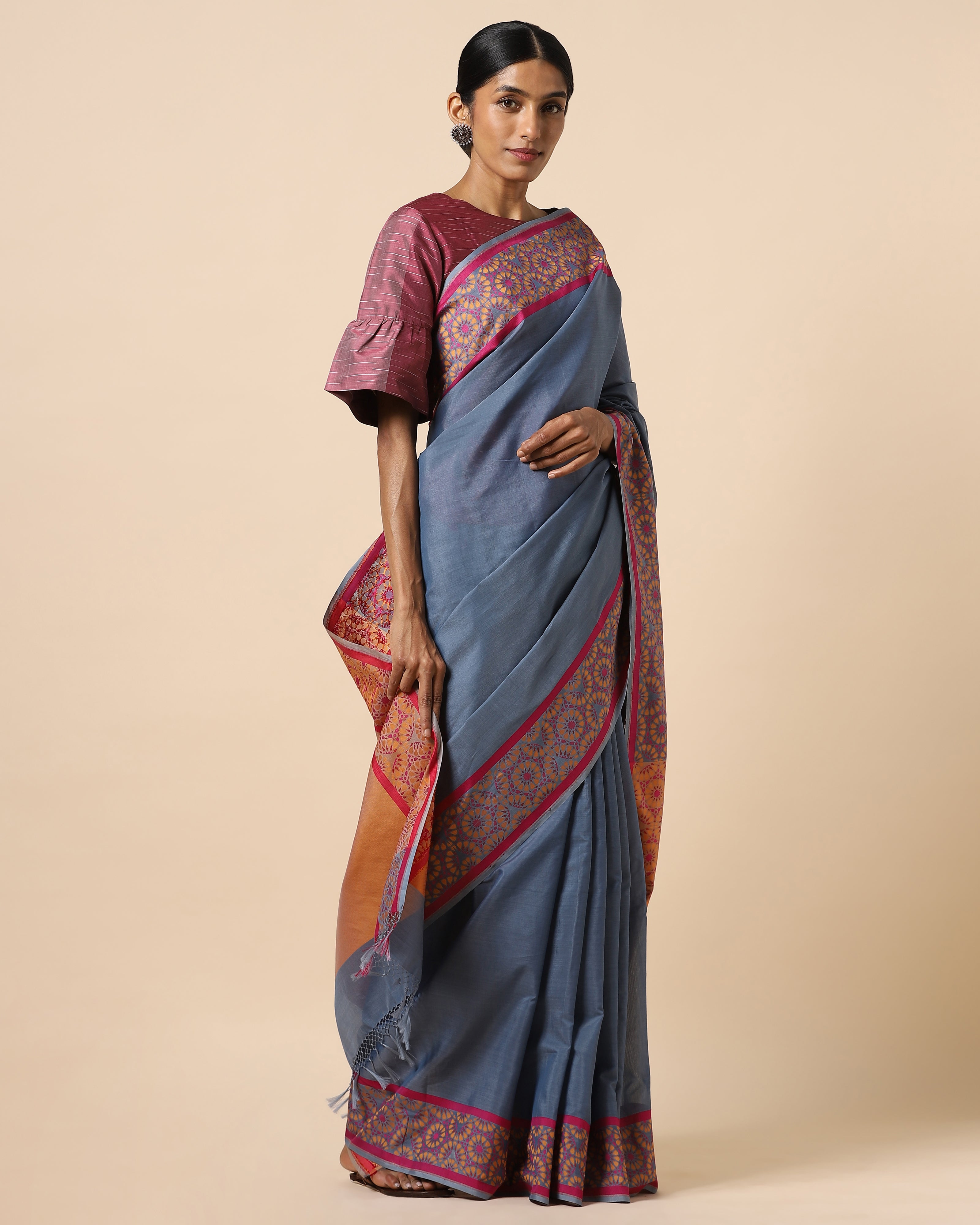 Aanj Banarasi Cutwork Silk Cotton Saree