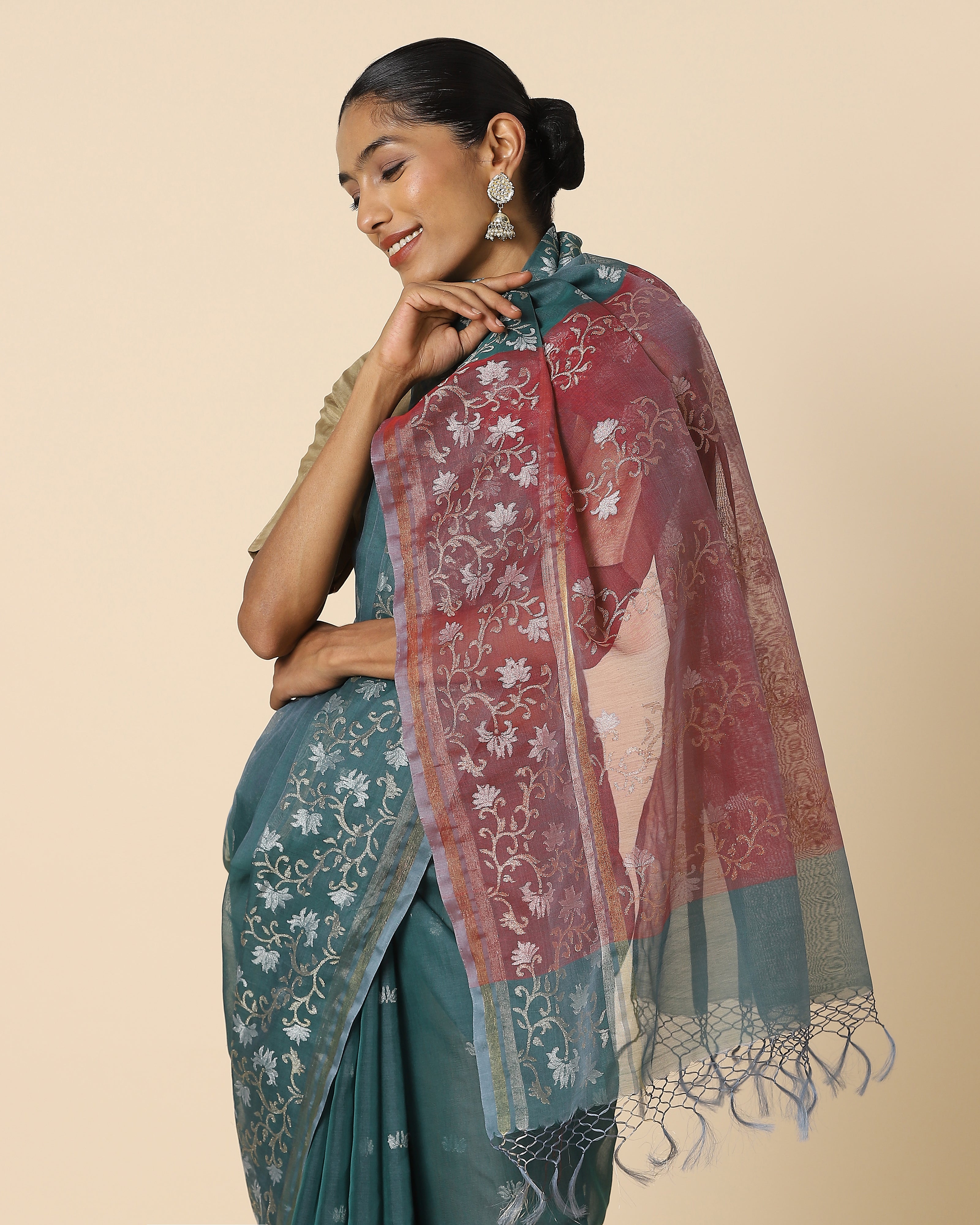 Aaisha Banarasi Jamdani Silk Cotton Saree