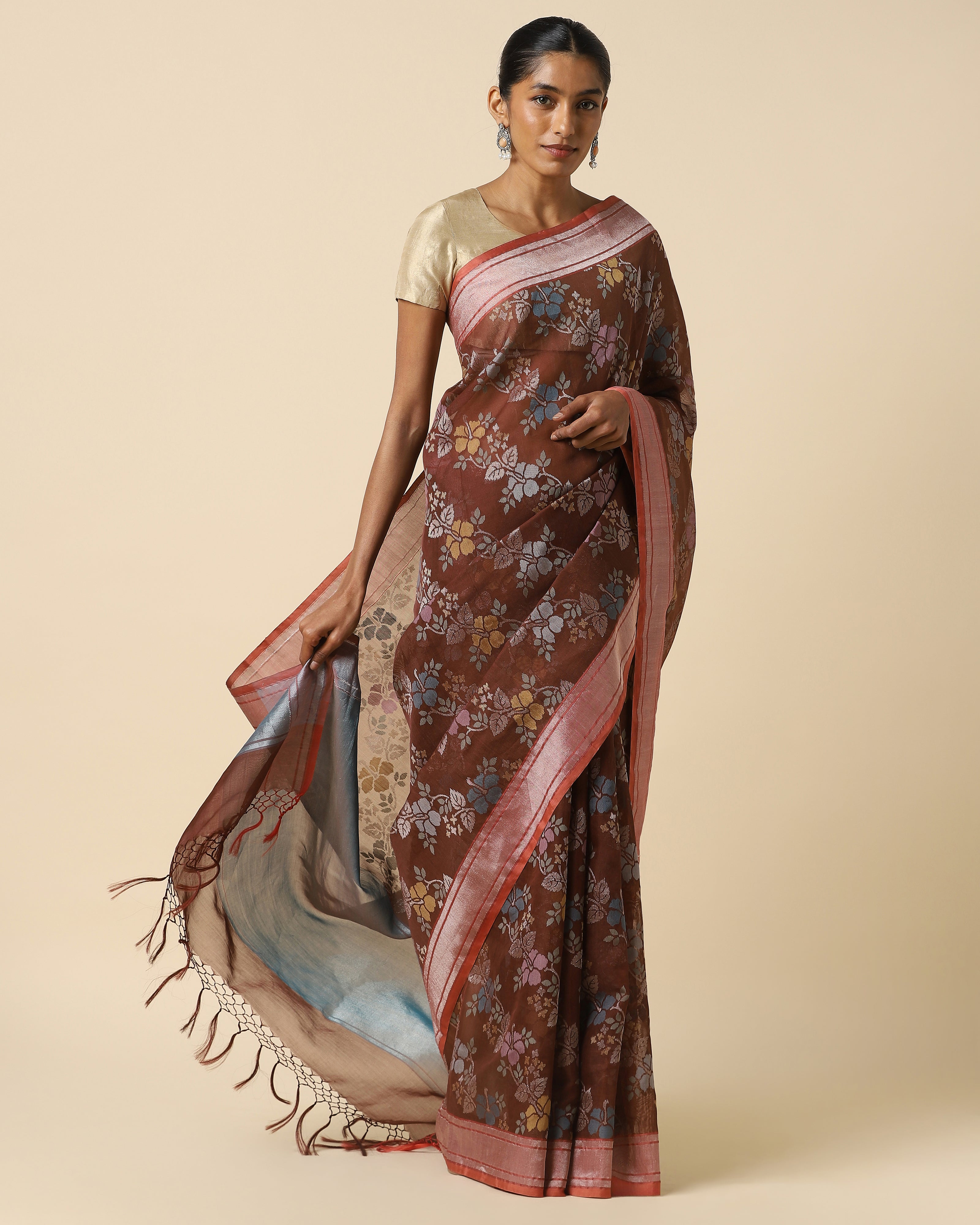 Sindhura Banarasi Jamdani Silk Cotton Saree